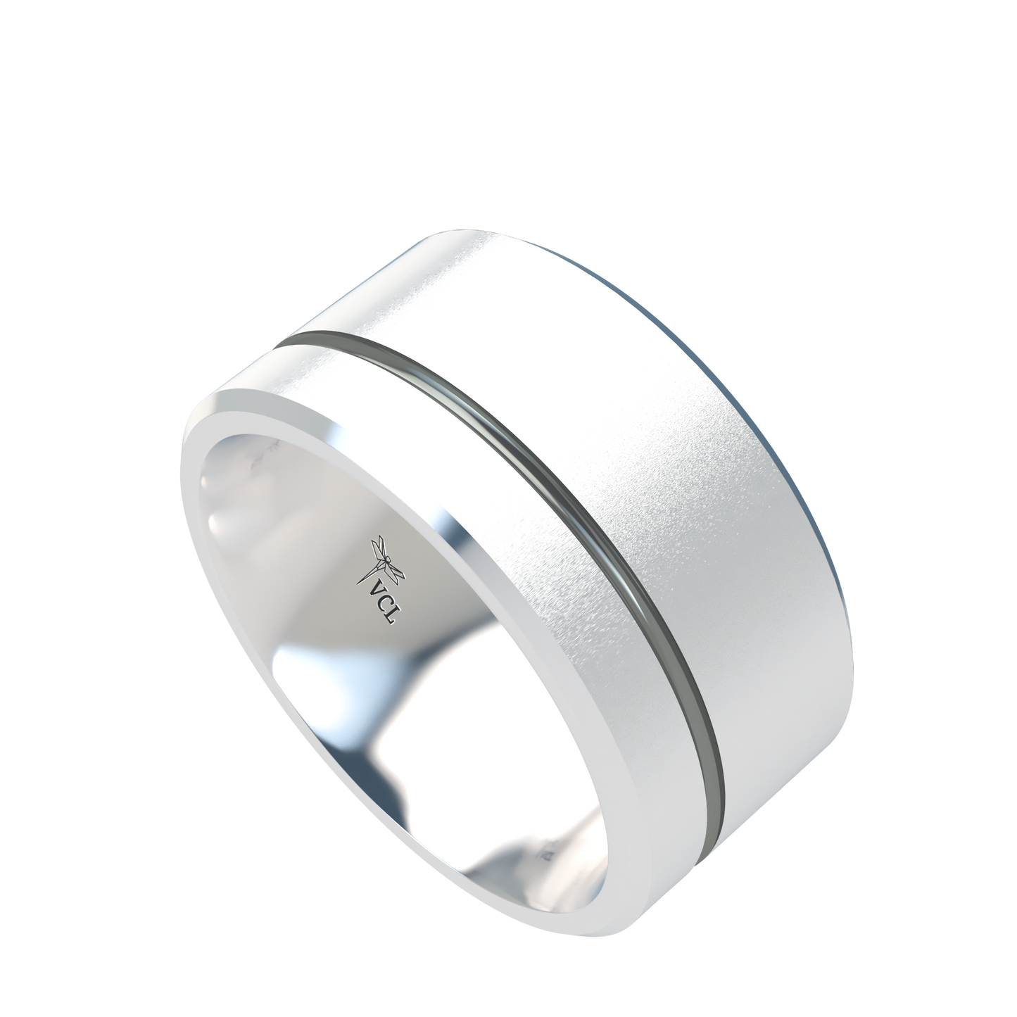Grooved black rhodium wedding band wide - 2mm to 11mm