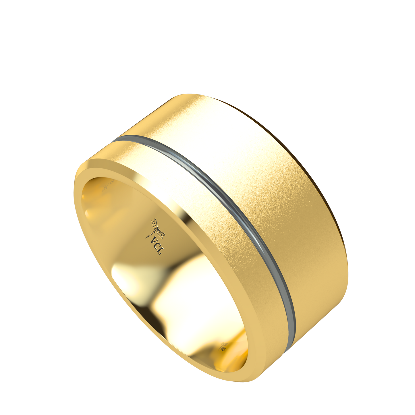 Grooved black rhodium wedding band wide - 2mm to 11mm