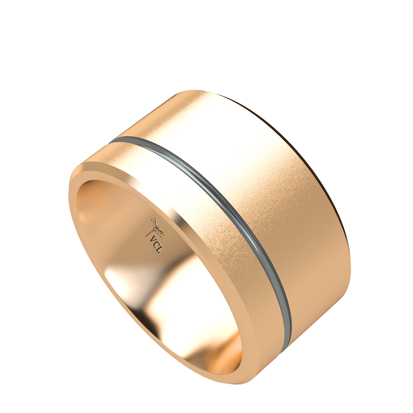 Grooved black rhodium wedding band wide - 2mm to 11mm