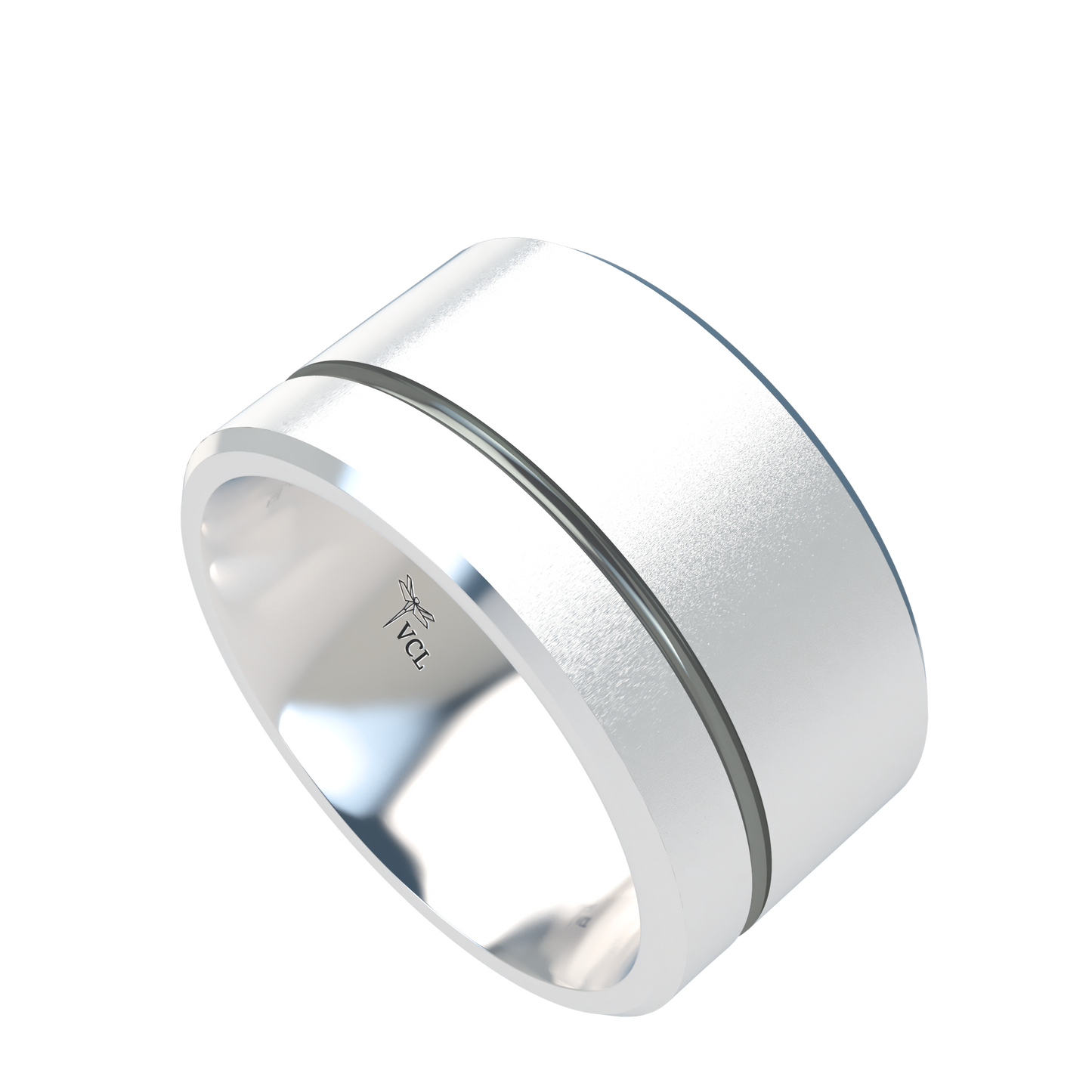 Grooved black rhodium wedding band wide - 2mm to 11mm