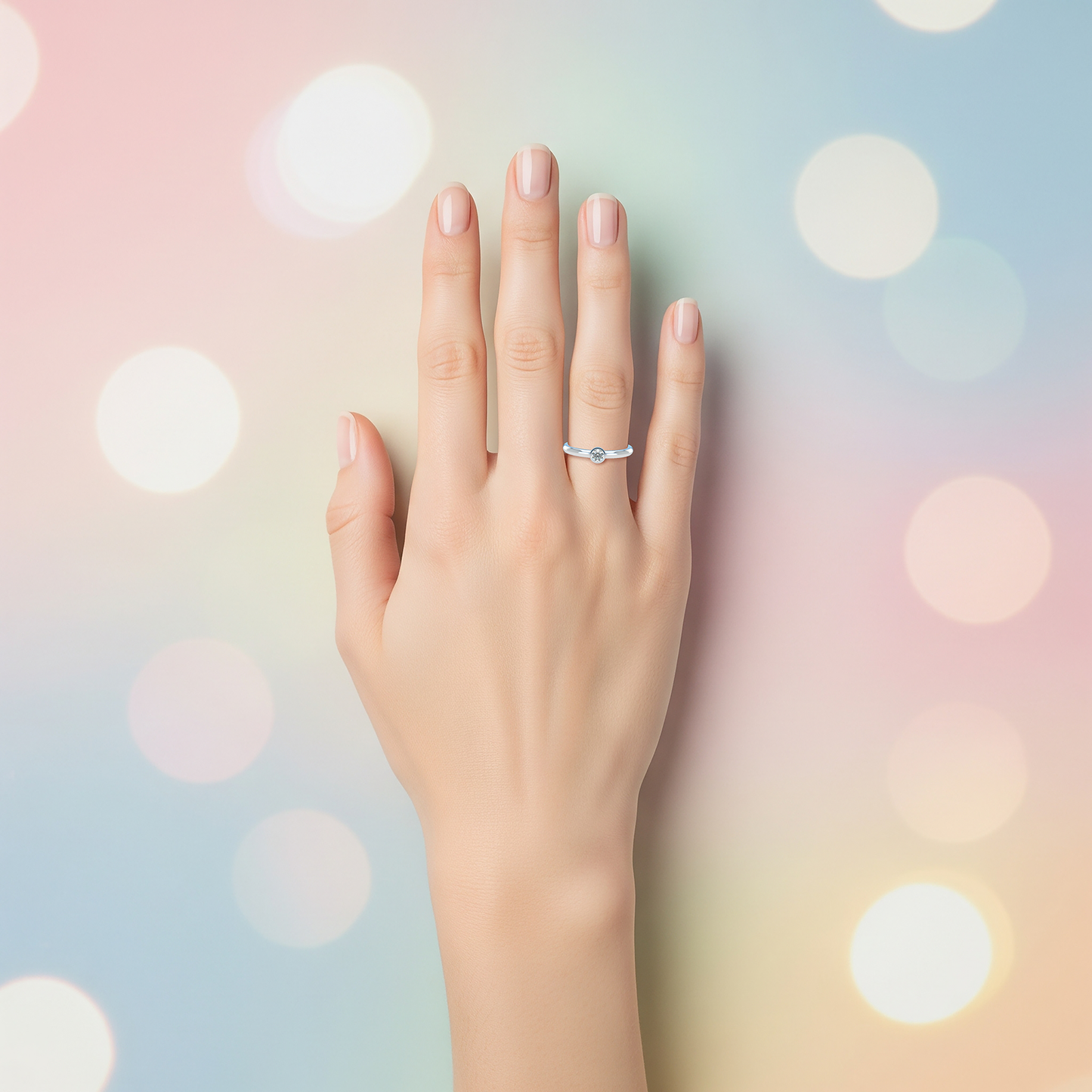 12pts diamond Bezel Set Solitaire ring