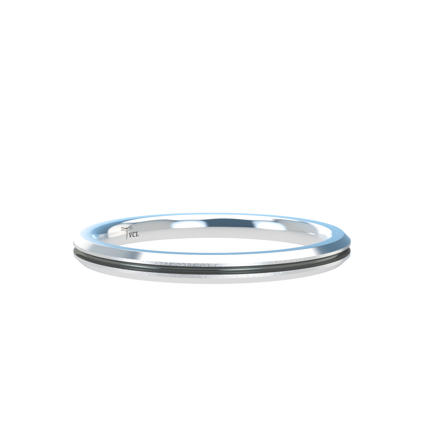 Grooved black rhodium wedding band wide - 2mm to 11mm