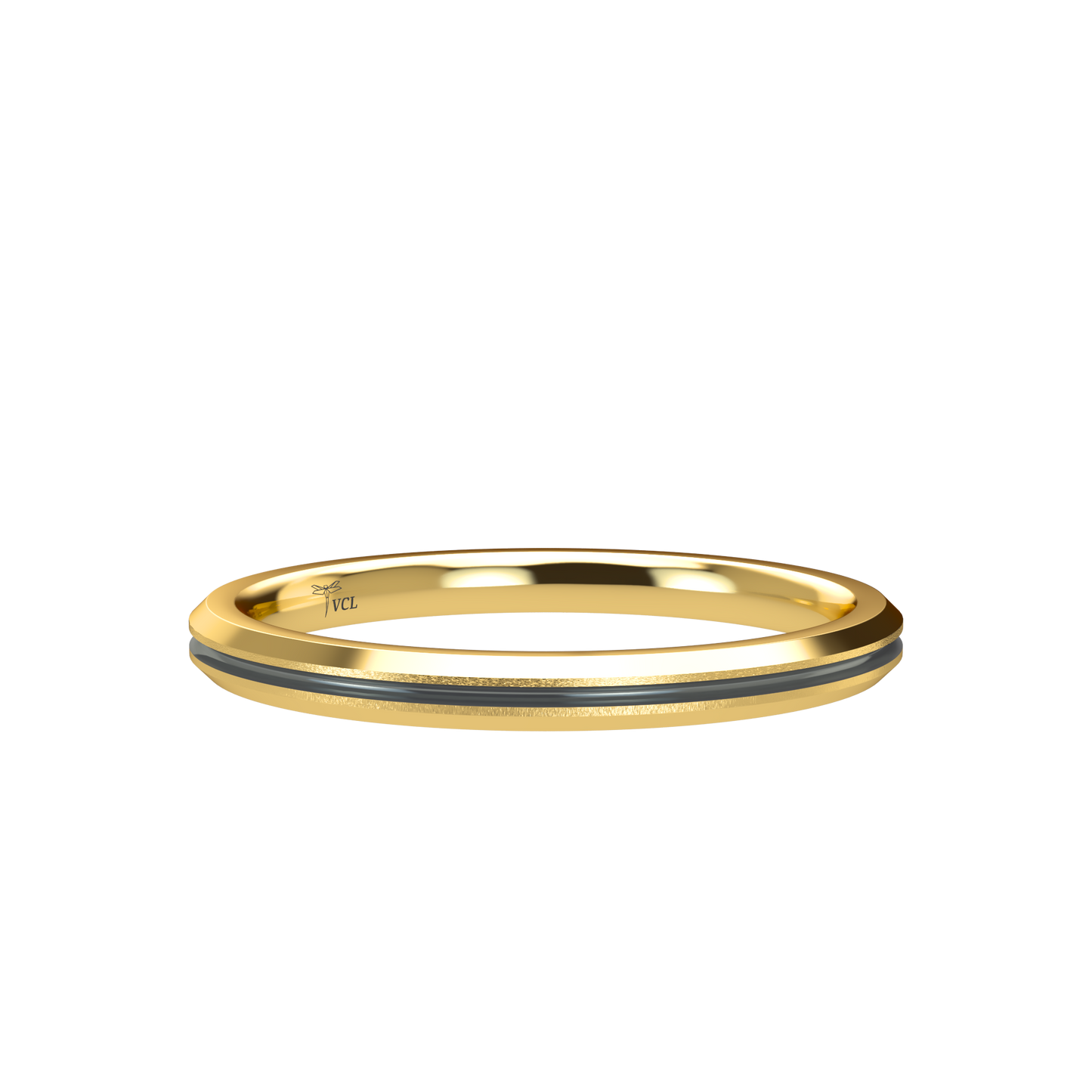 Grooved black rhodium wedding band wide - 2mm to 11mm