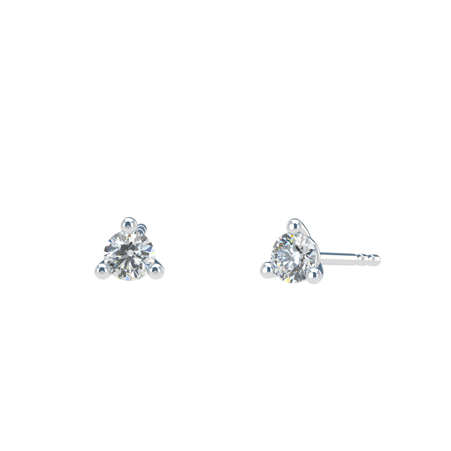 Small Martini 3 Prongs Diamond Studs earrings 0.15ct to 0.50ct