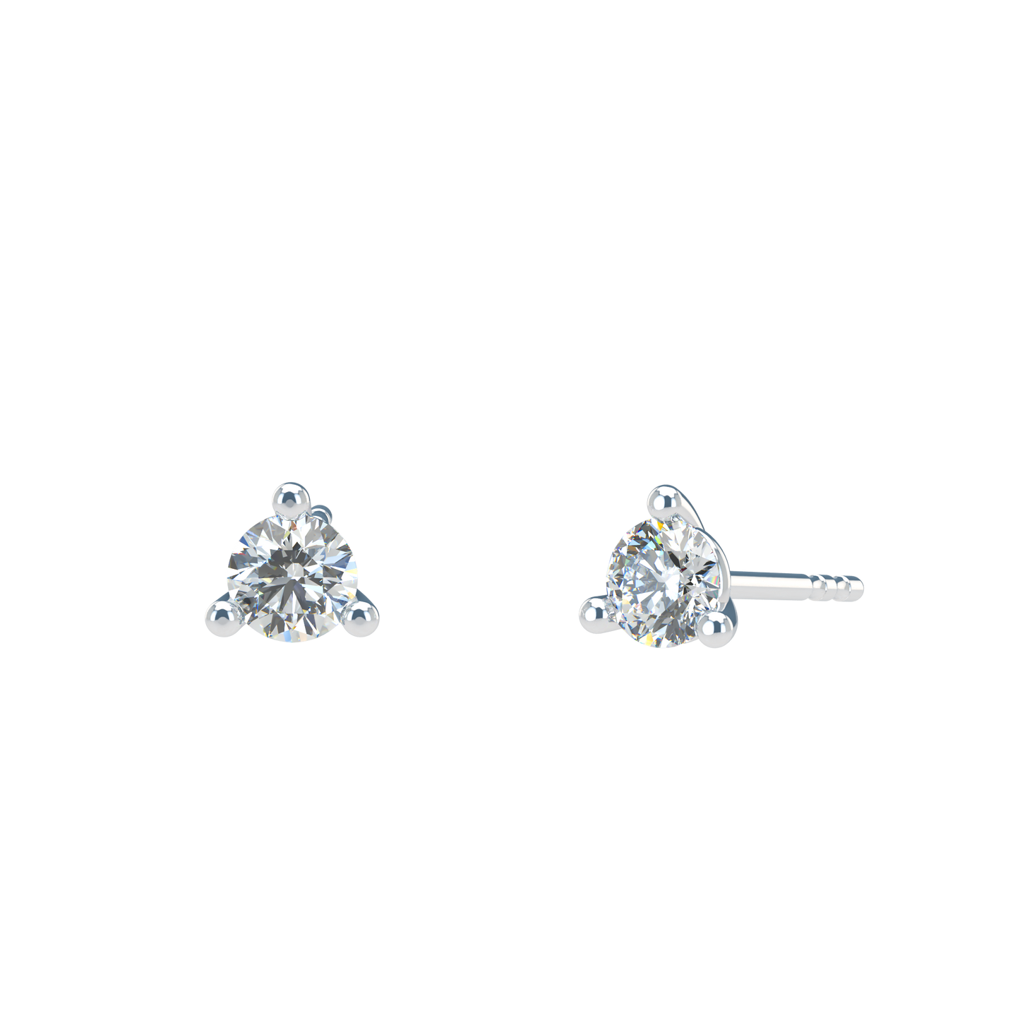 Small Martini 3 Prongs Diamond Studs earrings 0.15ct to 0.50ct