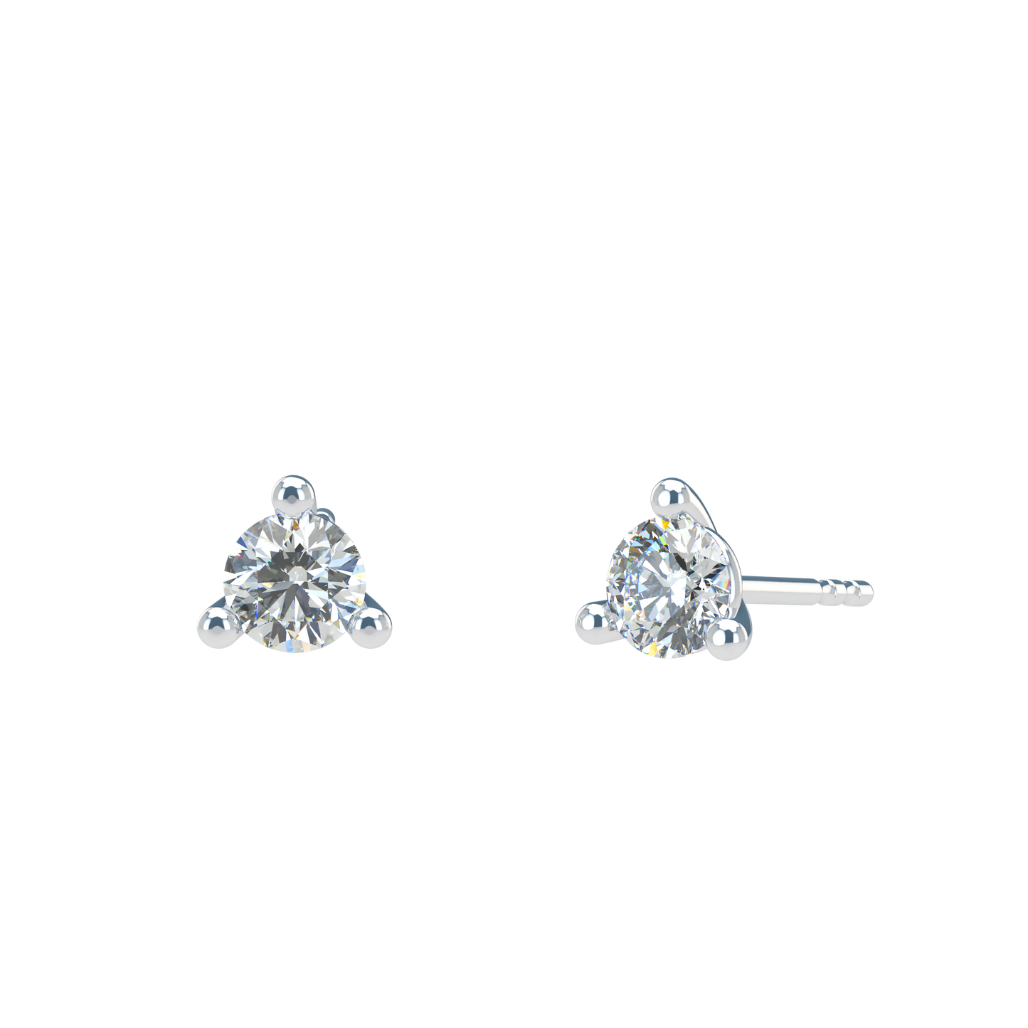 Small Martini 3 Prongs Diamond Studs earrings 0.15ct to 0.50ct