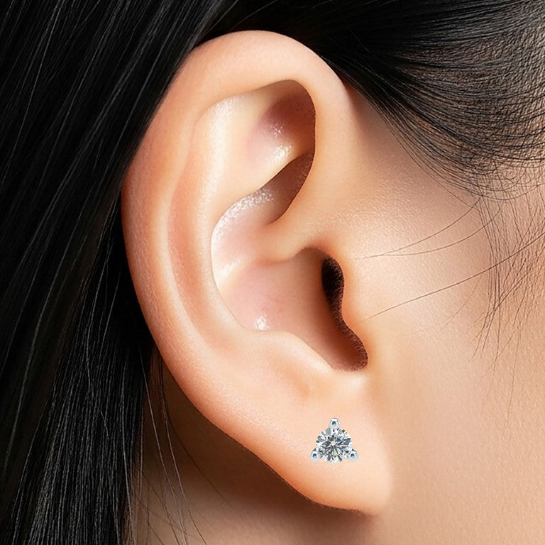 Small Martini 3 Prongs Diamond Studs earrings 0.15ct to 0.50ct