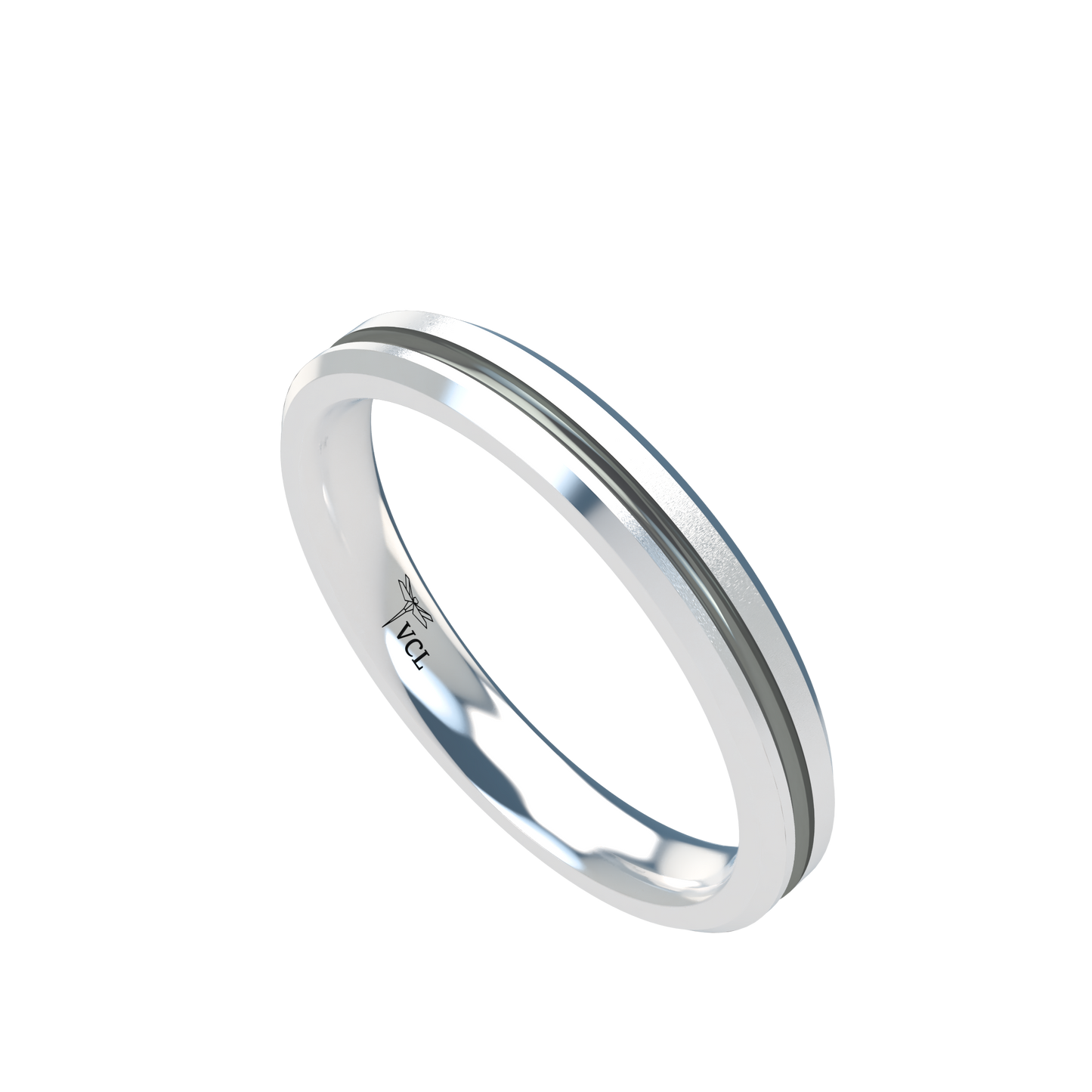 Grooved black rhodium wedding band wide - 2mm to 11mm