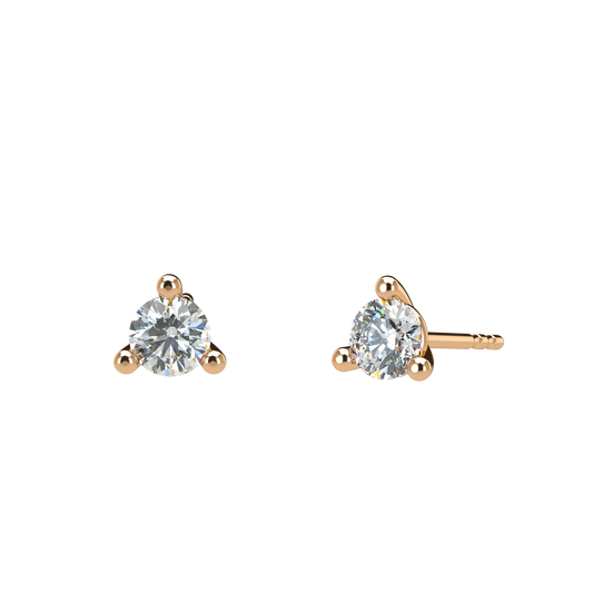 Small Martini 3 Prongs Diamond Studs earrings 0.15ct to 0.50ct