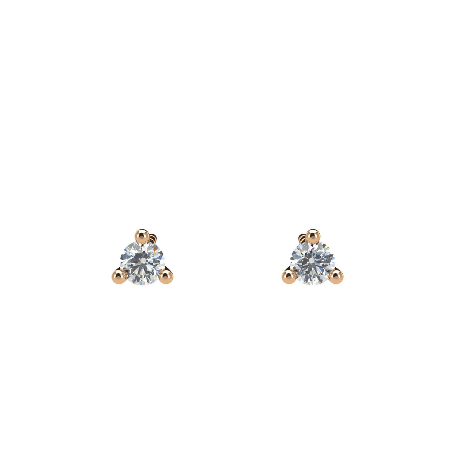 Small Martini 3 Prongs Diamond Studs earrings 0.15ct to 0.50ct