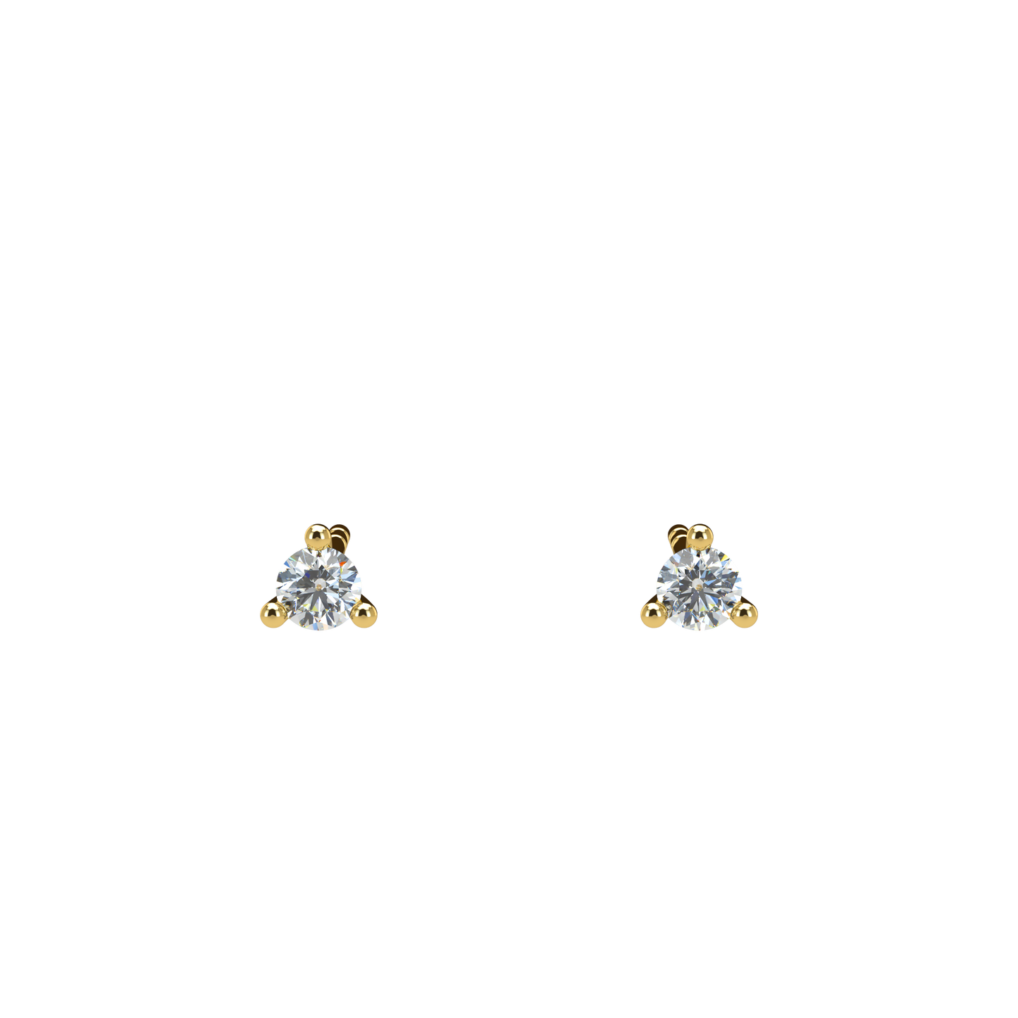 Small Martini 3 Prongs Diamond Studs earrings 0.15ct to 0.50ct