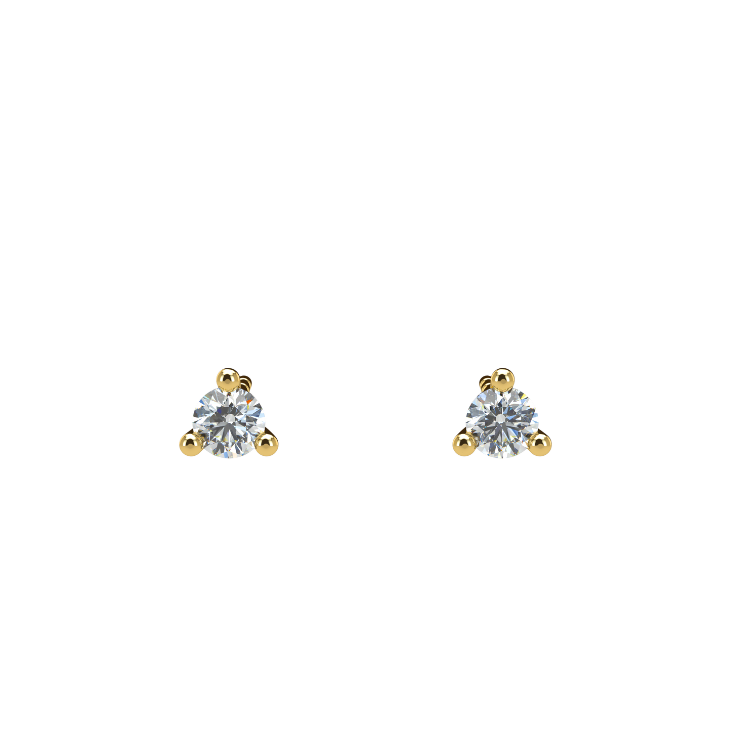 Small Martini 3 Prongs Diamond Studs earrings 0.15ct to 0.50ct