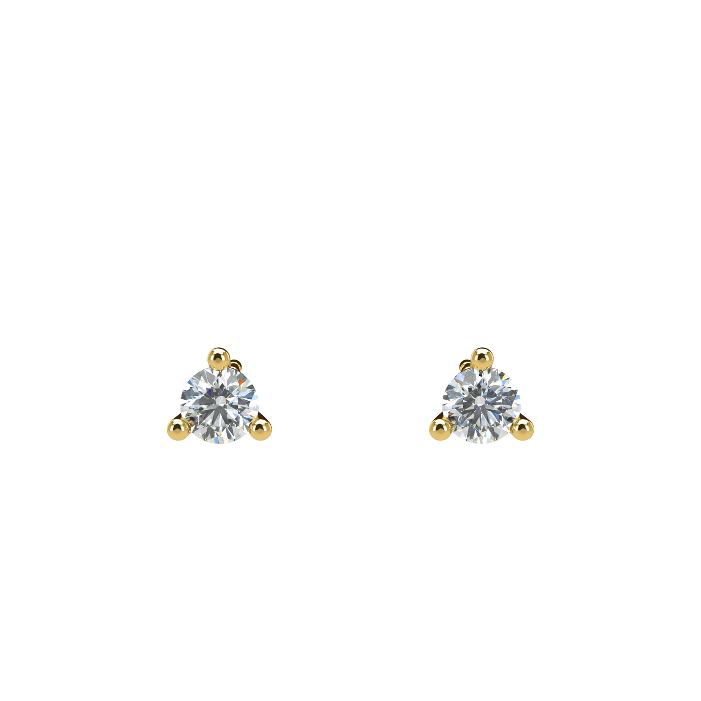 Small Martini 3 Prongs Diamond Studs earrings 0.15ct to 0.50ct