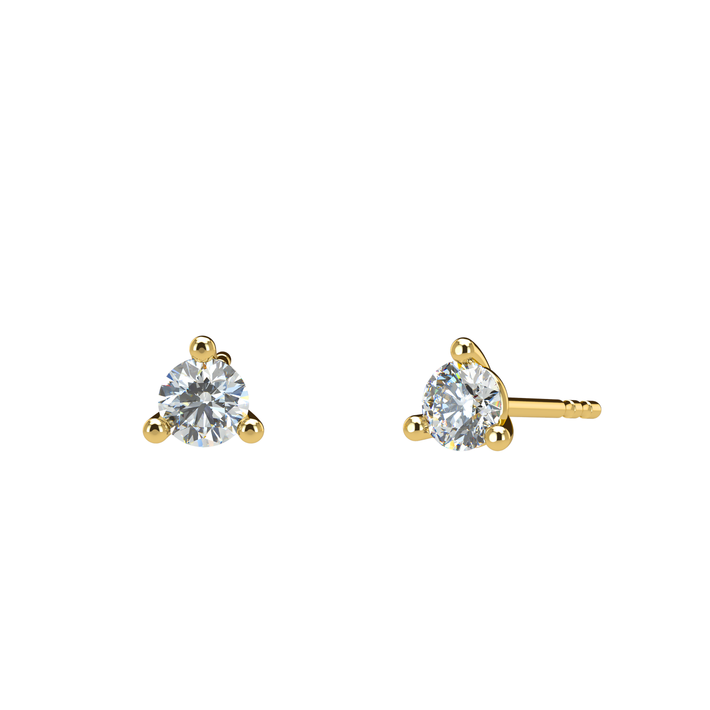Small Martini 3 Prongs Diamond Studs earrings 0.15ct to 0.50ct