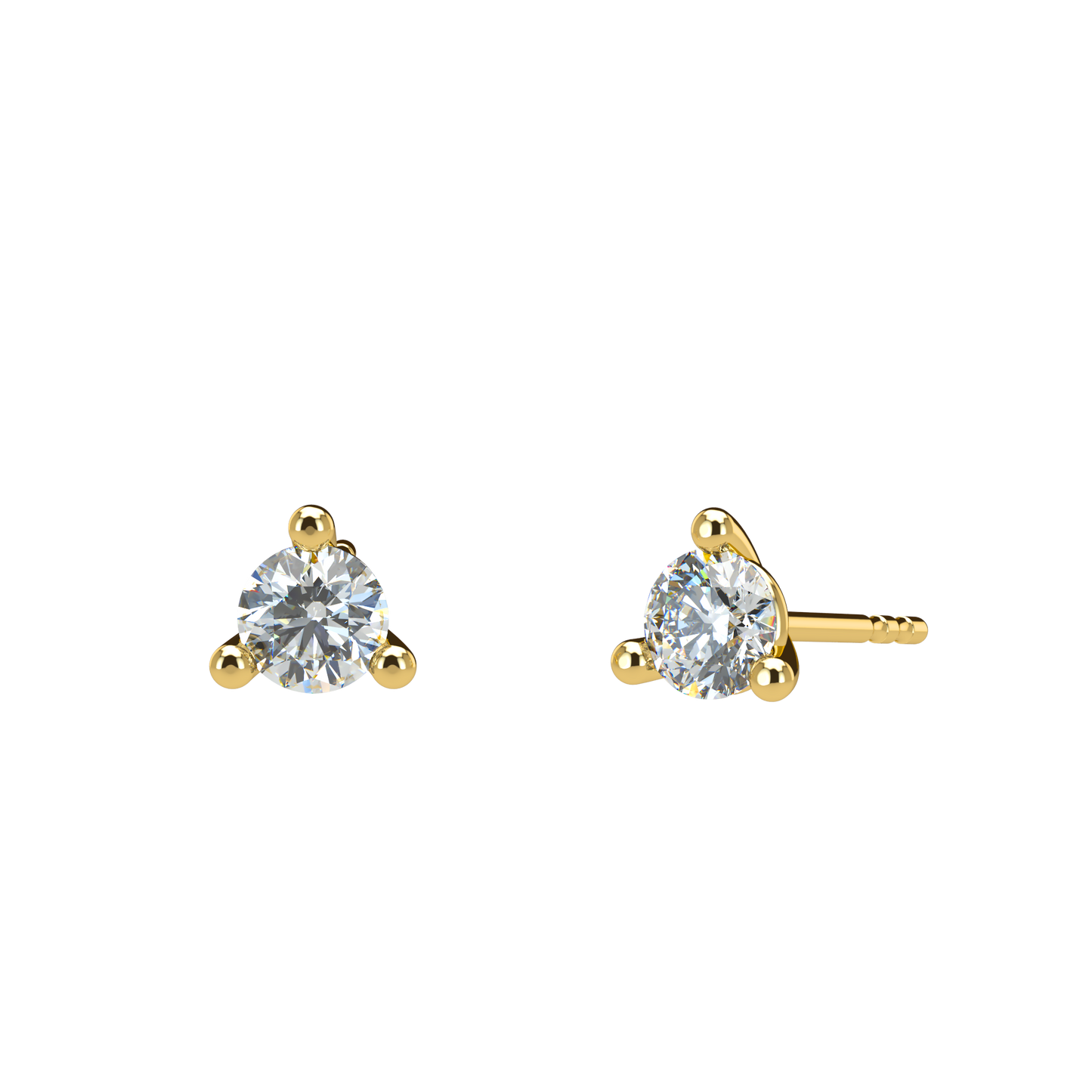 Small Martini 3 Prongs Diamond Studs earrings 0.15ct to 0.50ct