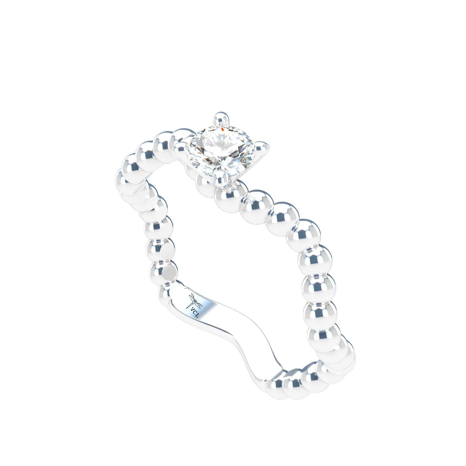 Customizable Diamond Bezel/Prong Wave stacking Ring - ™ Joaillerie VCL