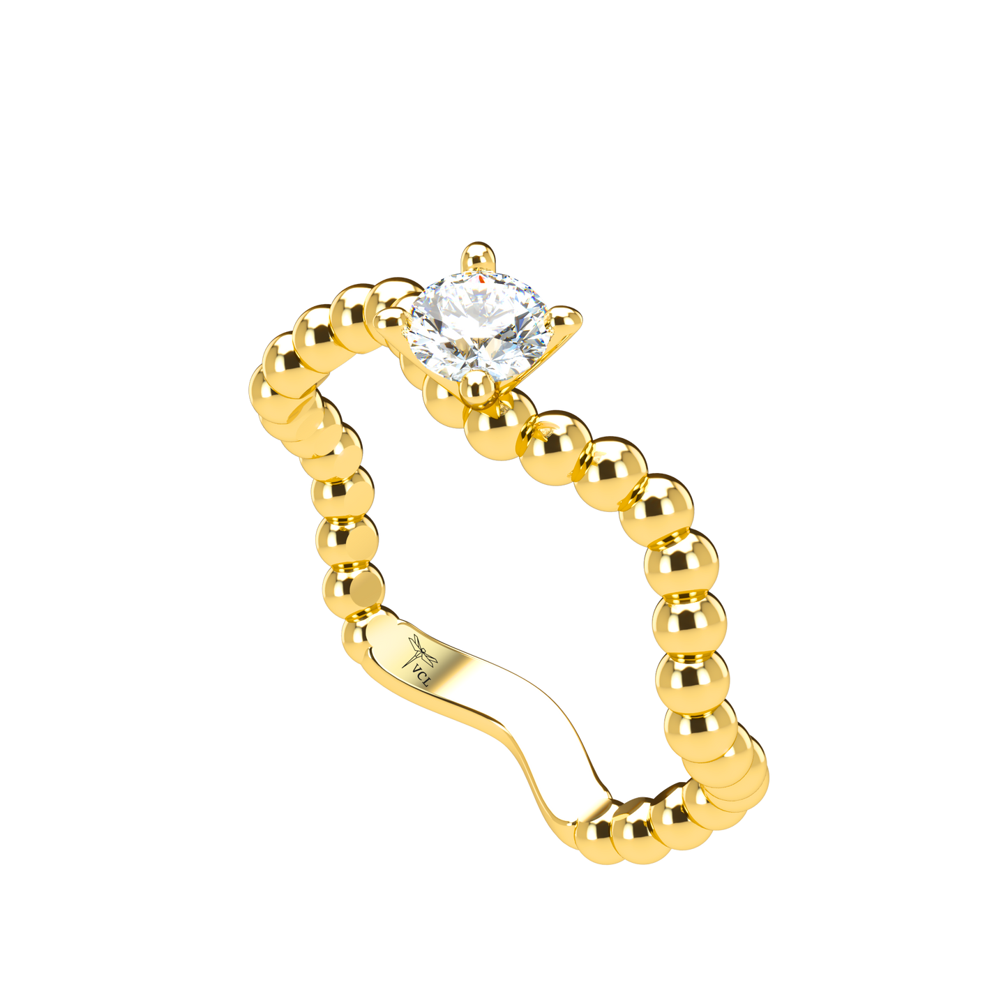 Customizable Diamond Bezel/Prong Wave stacking Ring - ™ Joaillerie VCL