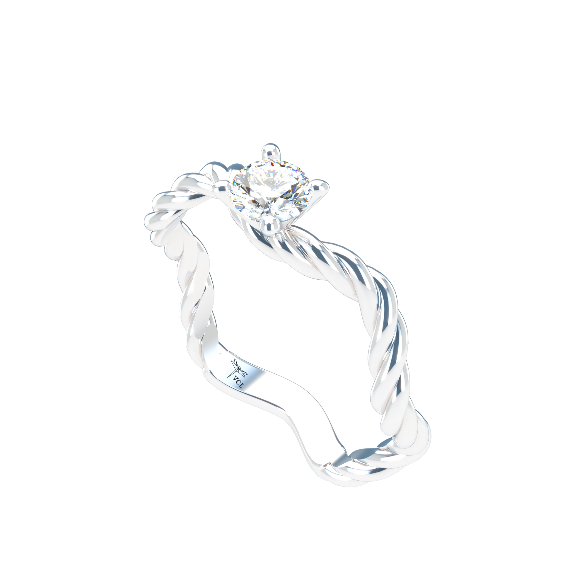 Customizable Diamond Bezel/Prong Wave stacking Ring - ™ Joaillerie VCL