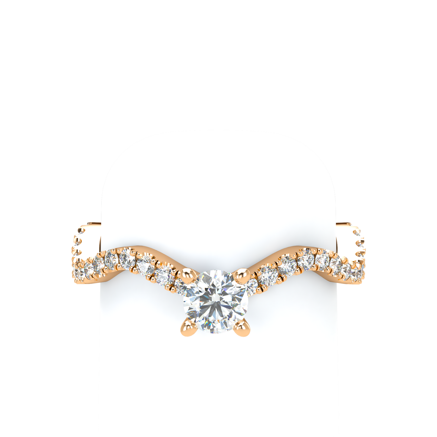 Customizable Diamond Bezel/Prong Wave stacking Ring - ™ Joaillerie VCL