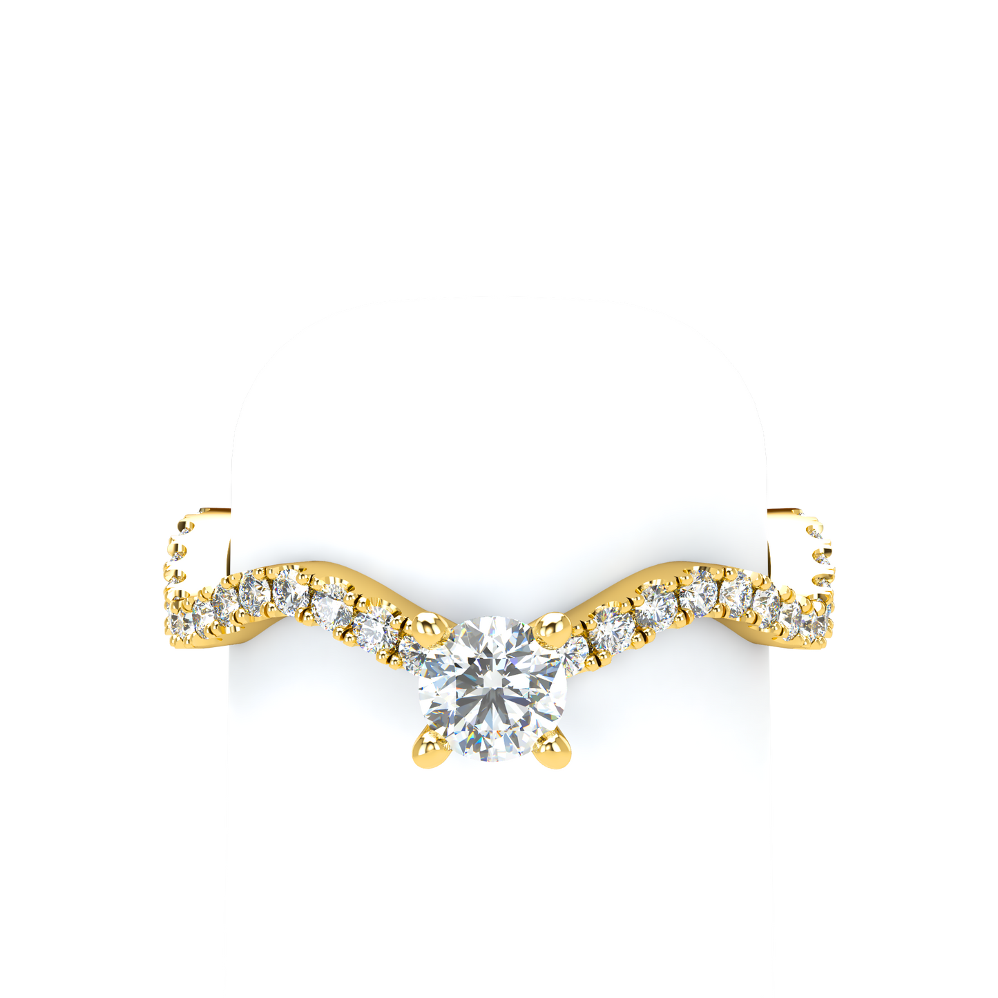 Customizable Diamond Bezel/Prong Wave stacking Ring - ™ Joaillerie VCL