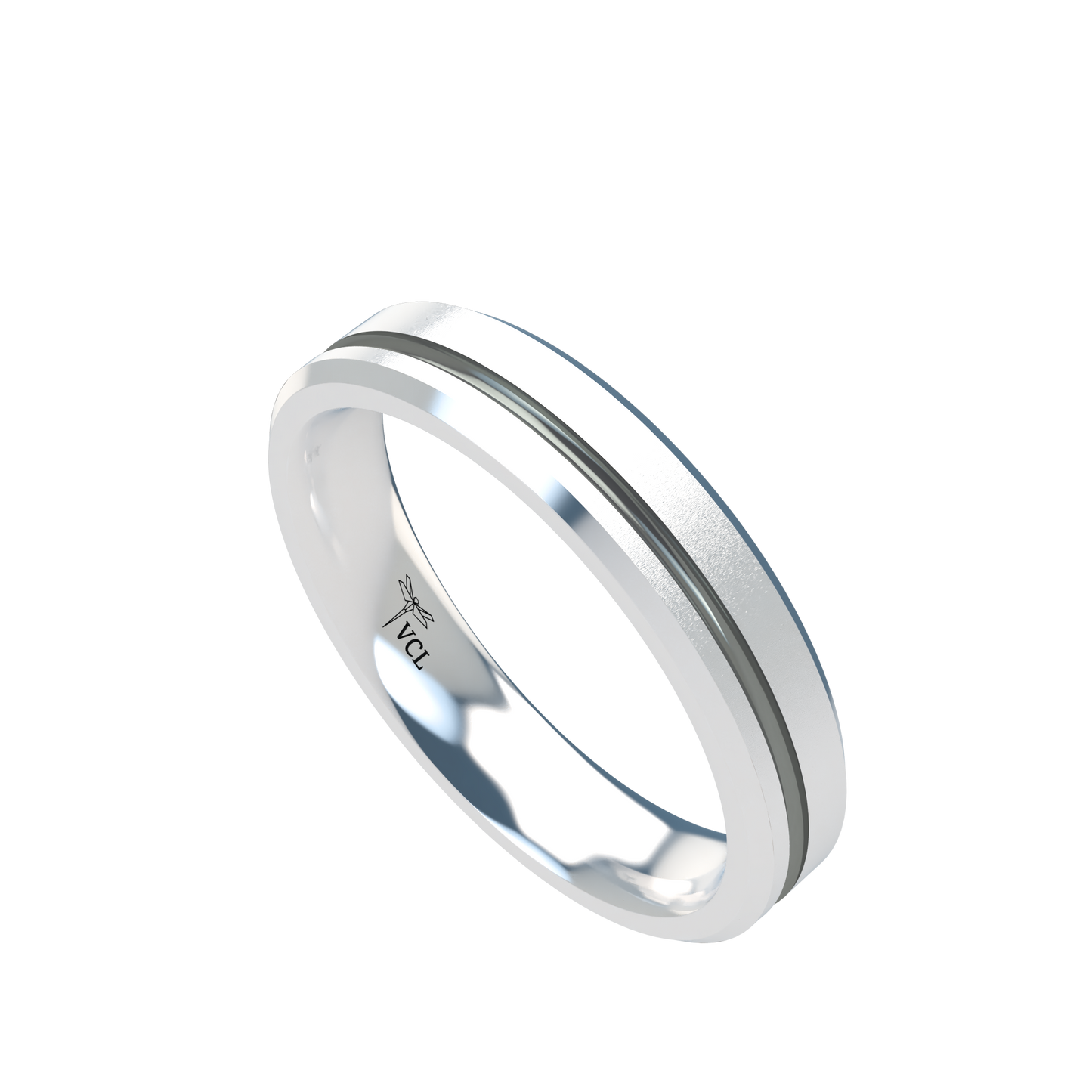 Grooved black rhodium wedding band wide - 2mm to 11mm