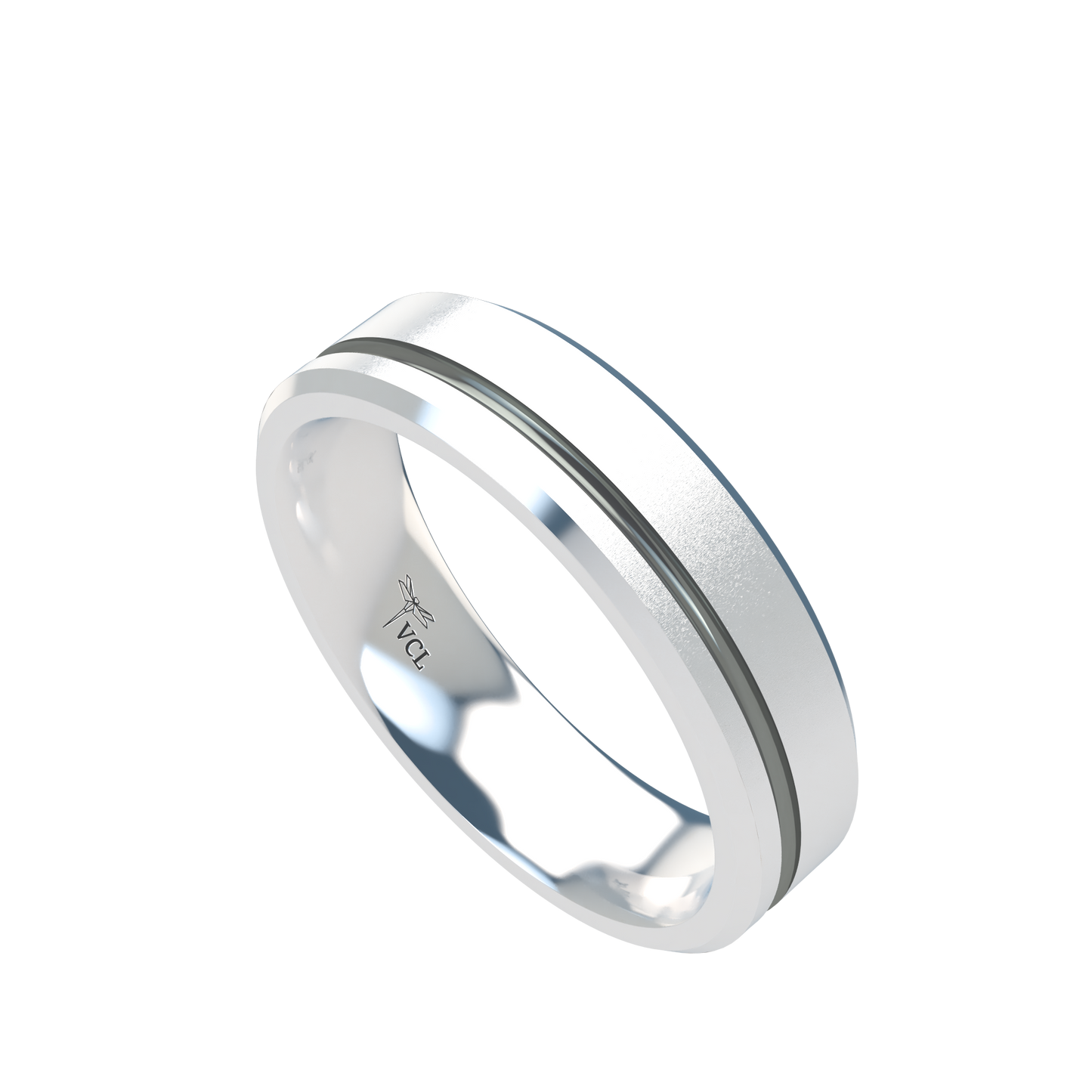 Grooved black rhodium wedding band wide - 2mm to 11mm