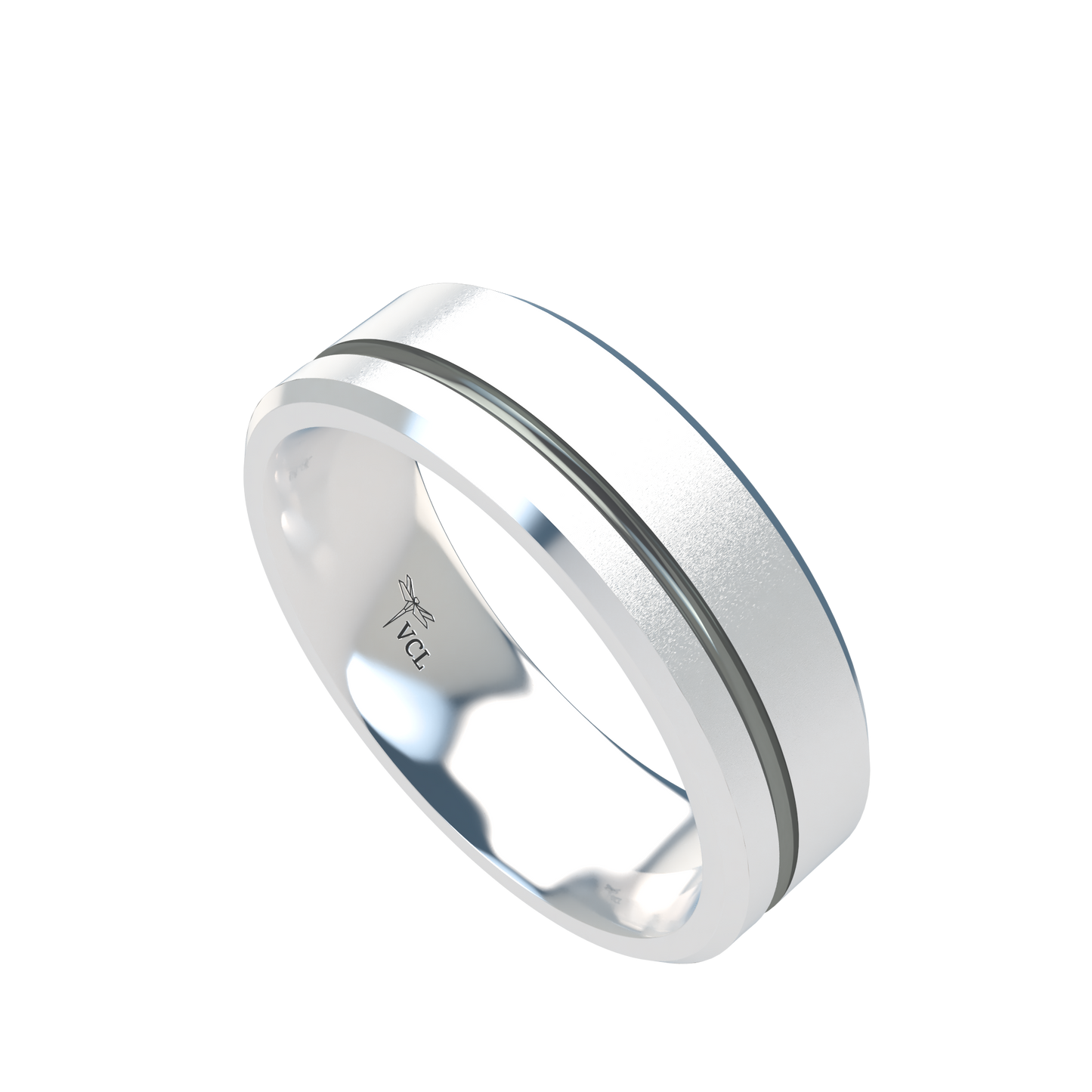 Grooved black rhodium wedding band wide - 2mm to 11mm