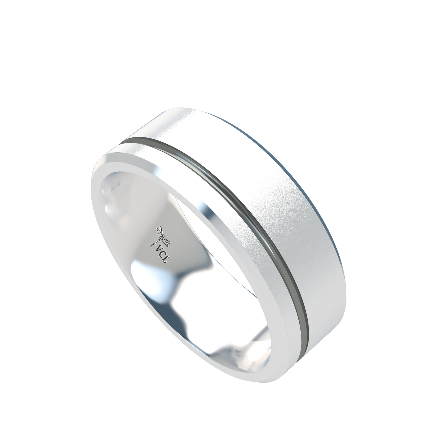 Grooved black rhodium wedding band wide - 2mm to 11mm