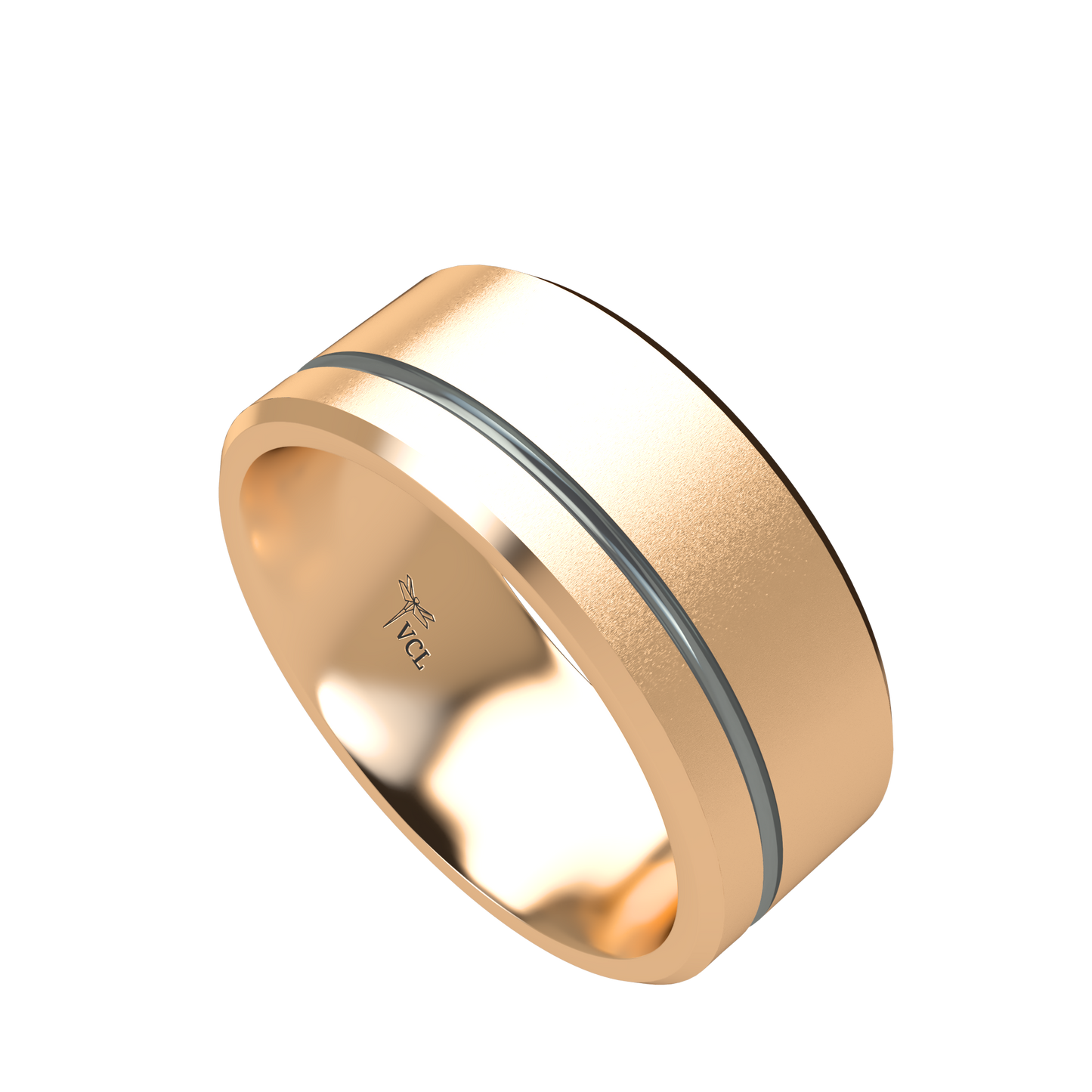 Grooved black rhodium wedding band wide - 2mm to 11mm