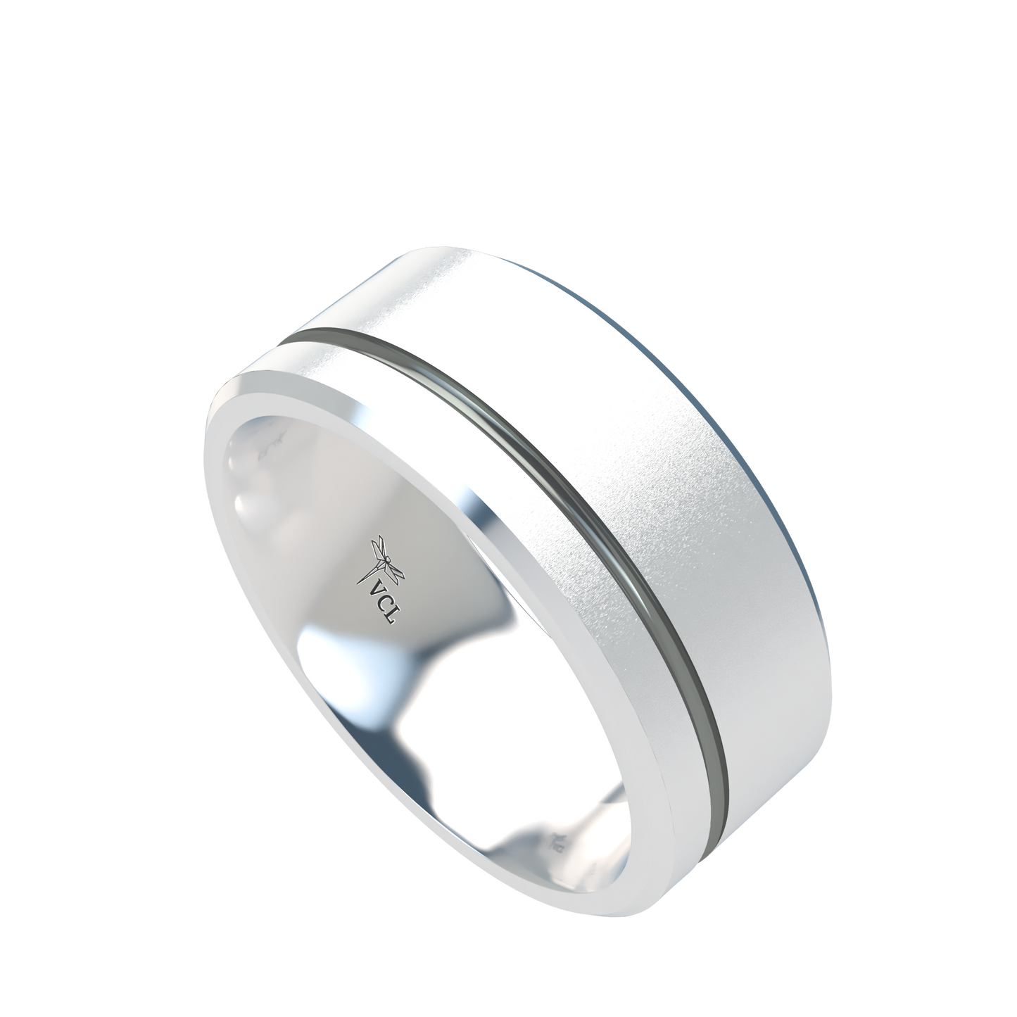 Grooved black rhodium wedding band wide - 2mm to 11mm