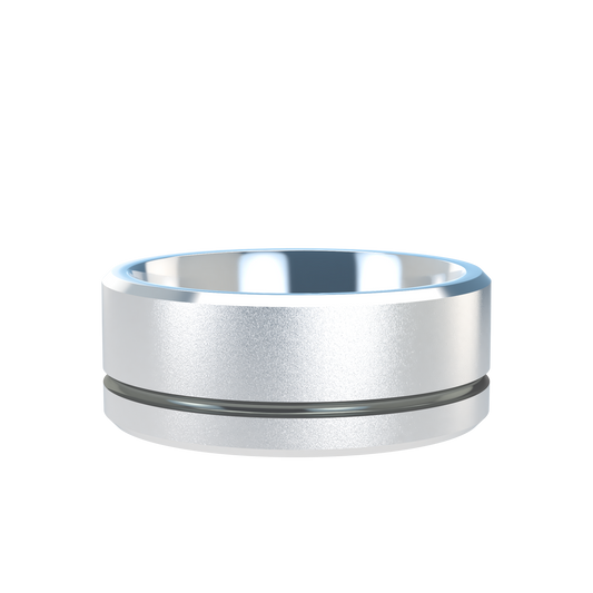 Grooved black rhodium wedding band wide - 2mm to 11mm