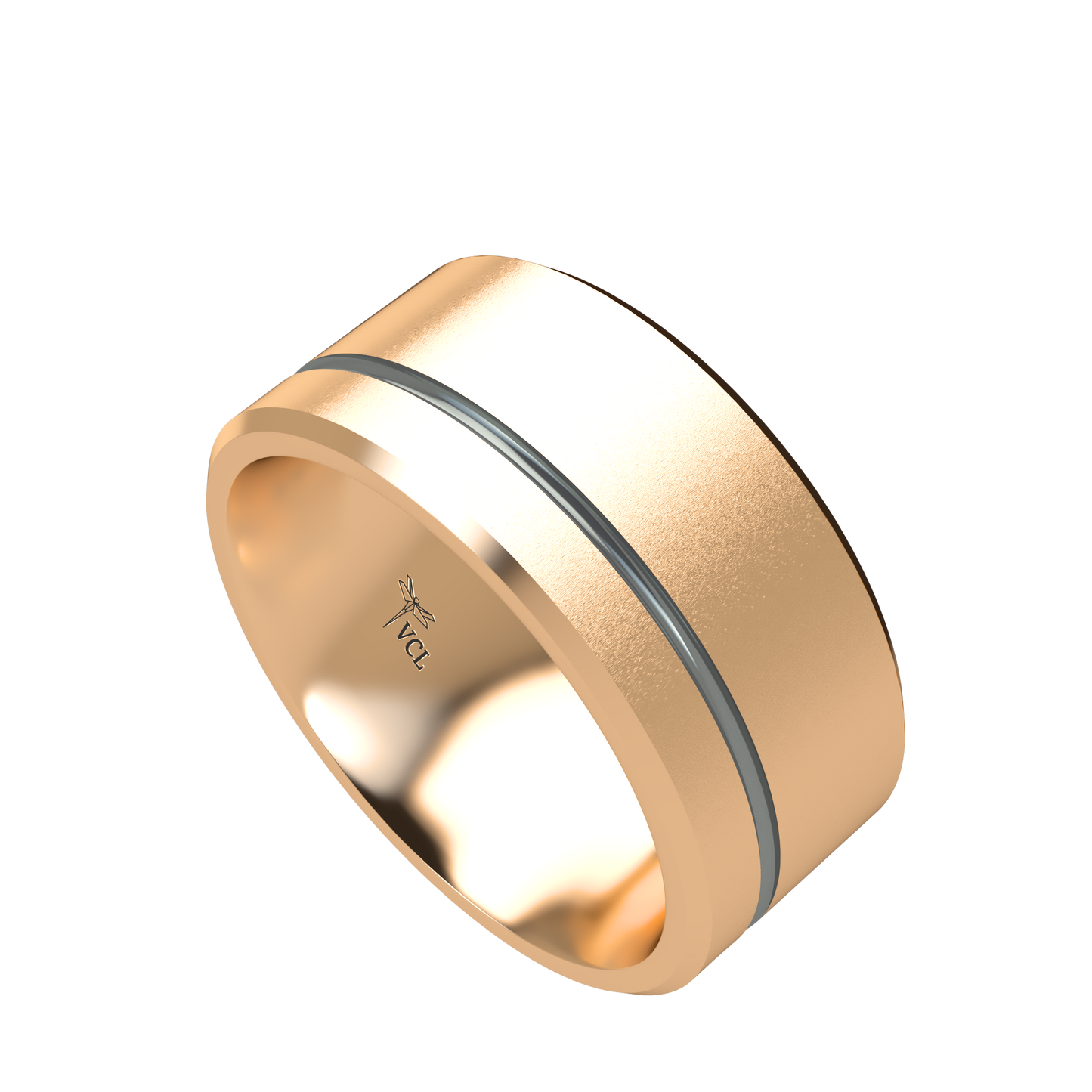 Grooved black rhodium wedding band wide - 2mm to 11mm