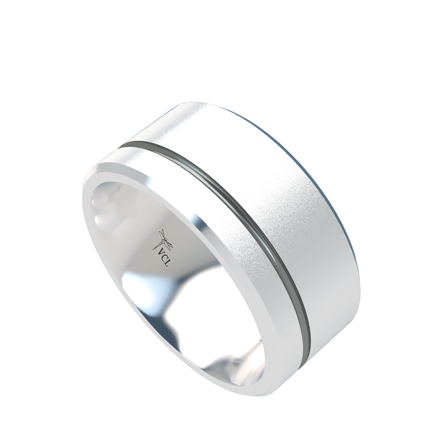 Grooved black rhodium wedding band wide - 2mm to 11mm