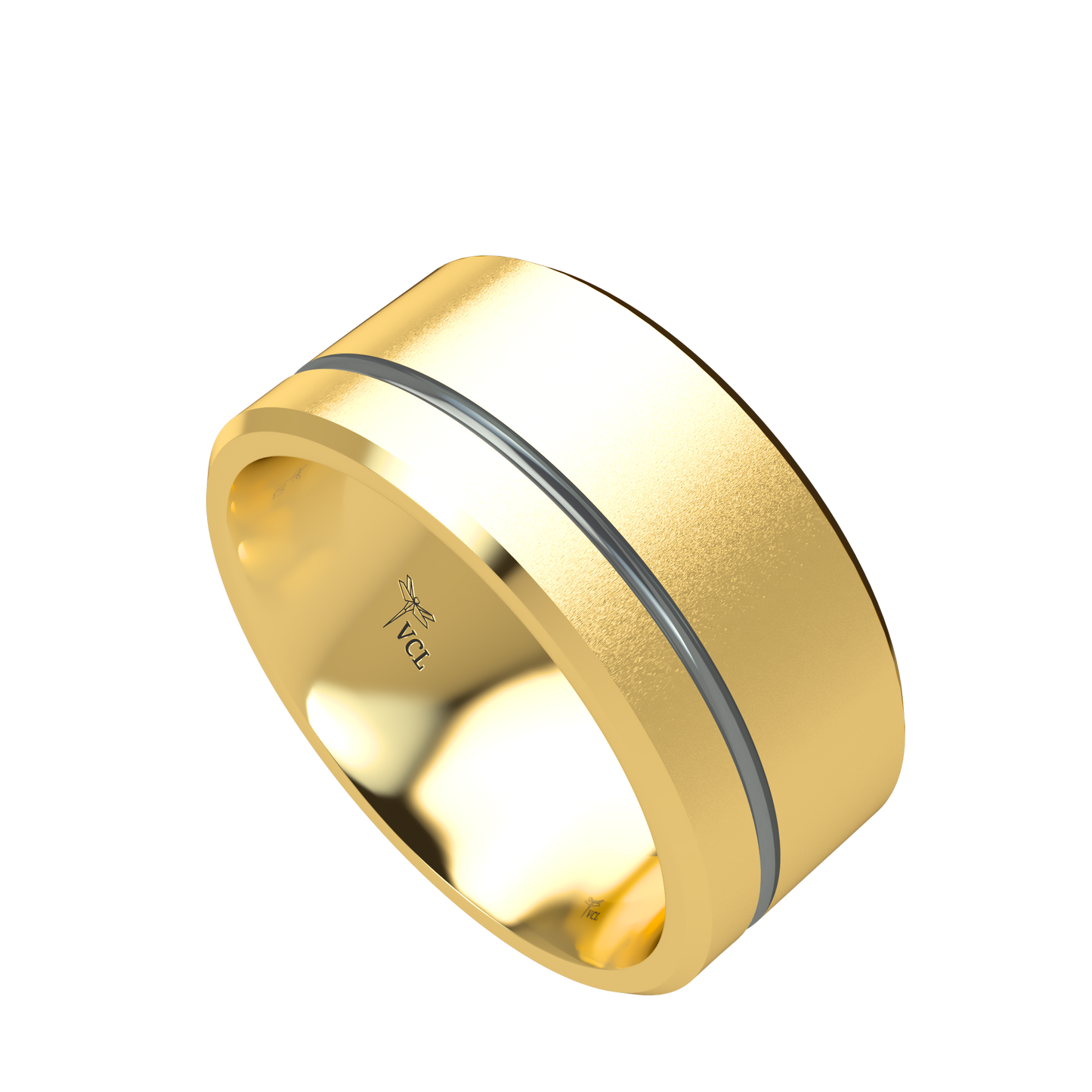 Grooved black rhodium wedding band wide - 2mm to 11mm