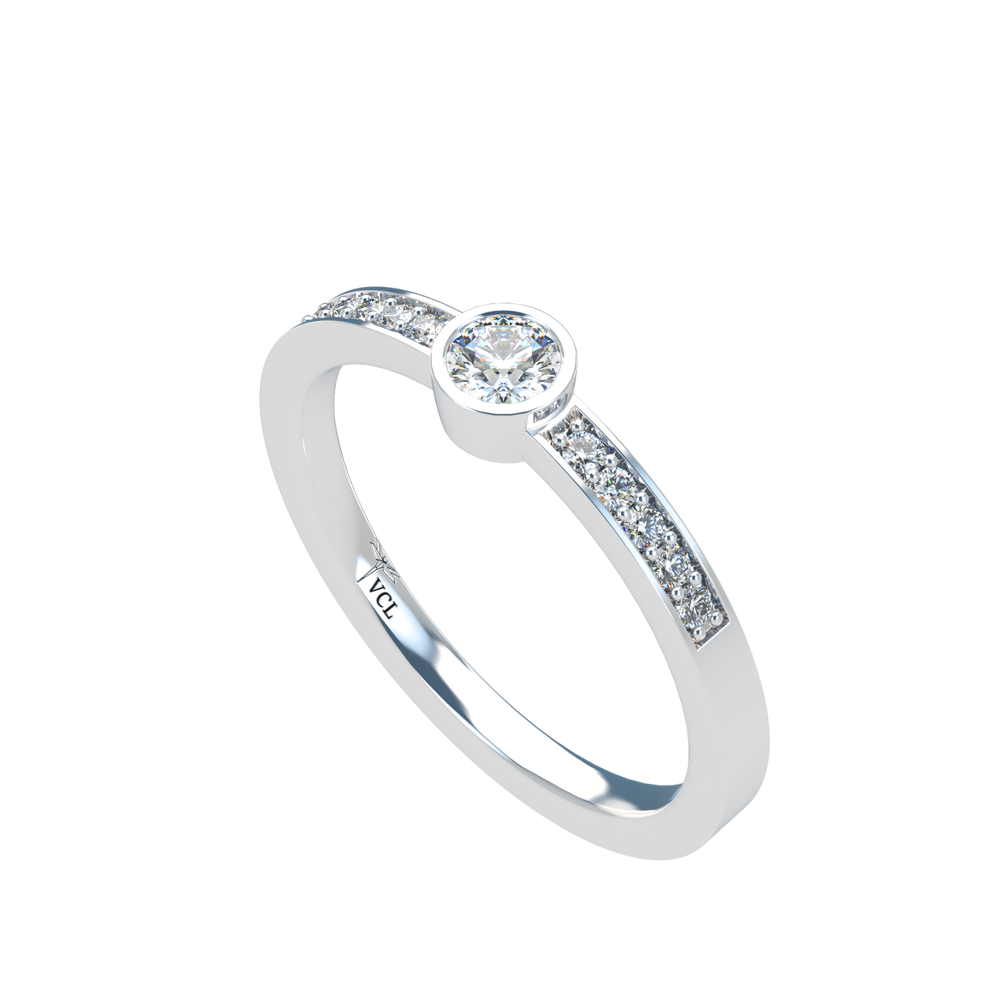 12pts diamond Bezel Set Solitaire ring