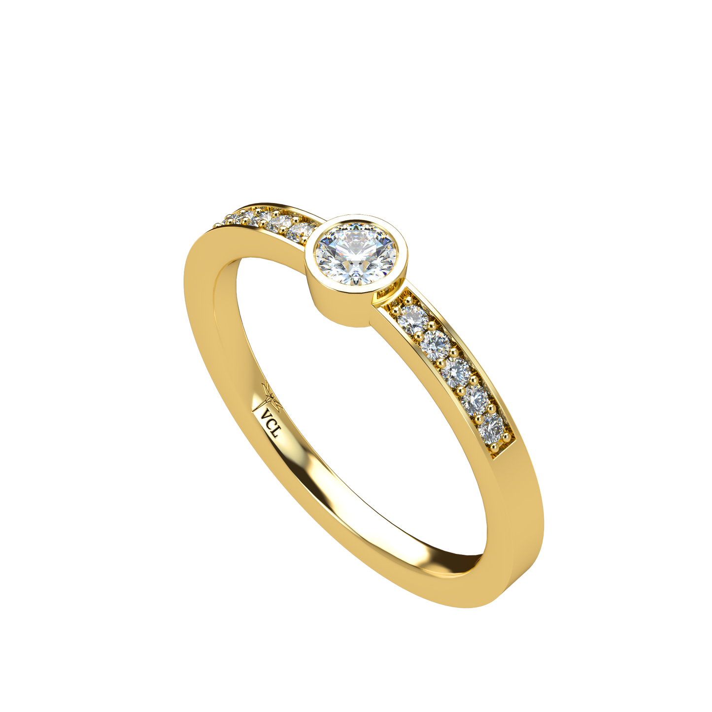 12pts diamond Bezel Set Solitaire ring