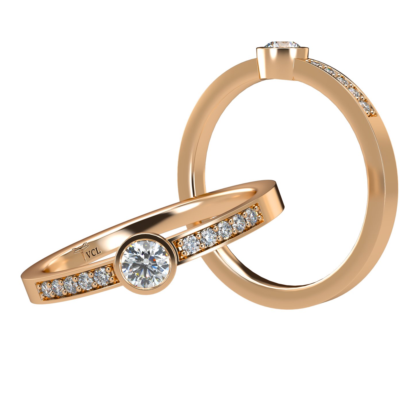 12pts diamond Bezel Set Solitaire ring