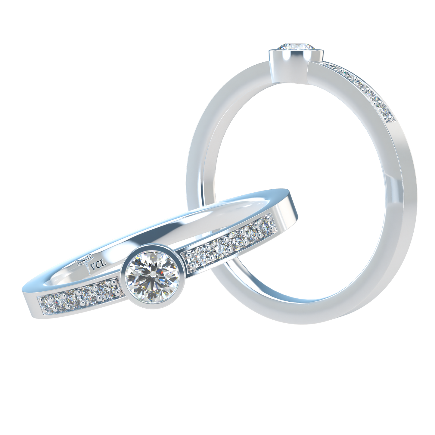 12pts diamond Bezel Set Solitaire ring