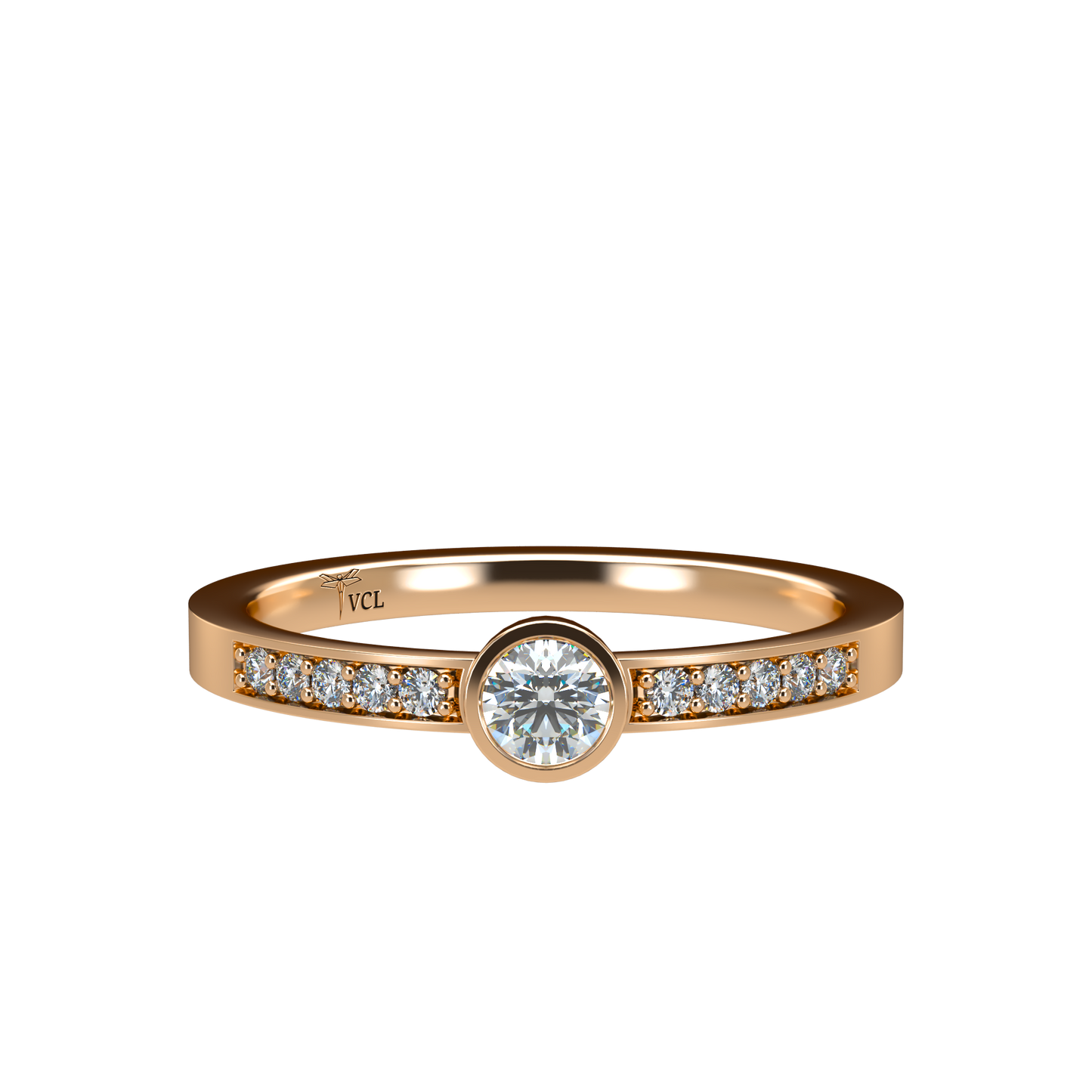 12pts diamond Bezel Set Solitaire ring