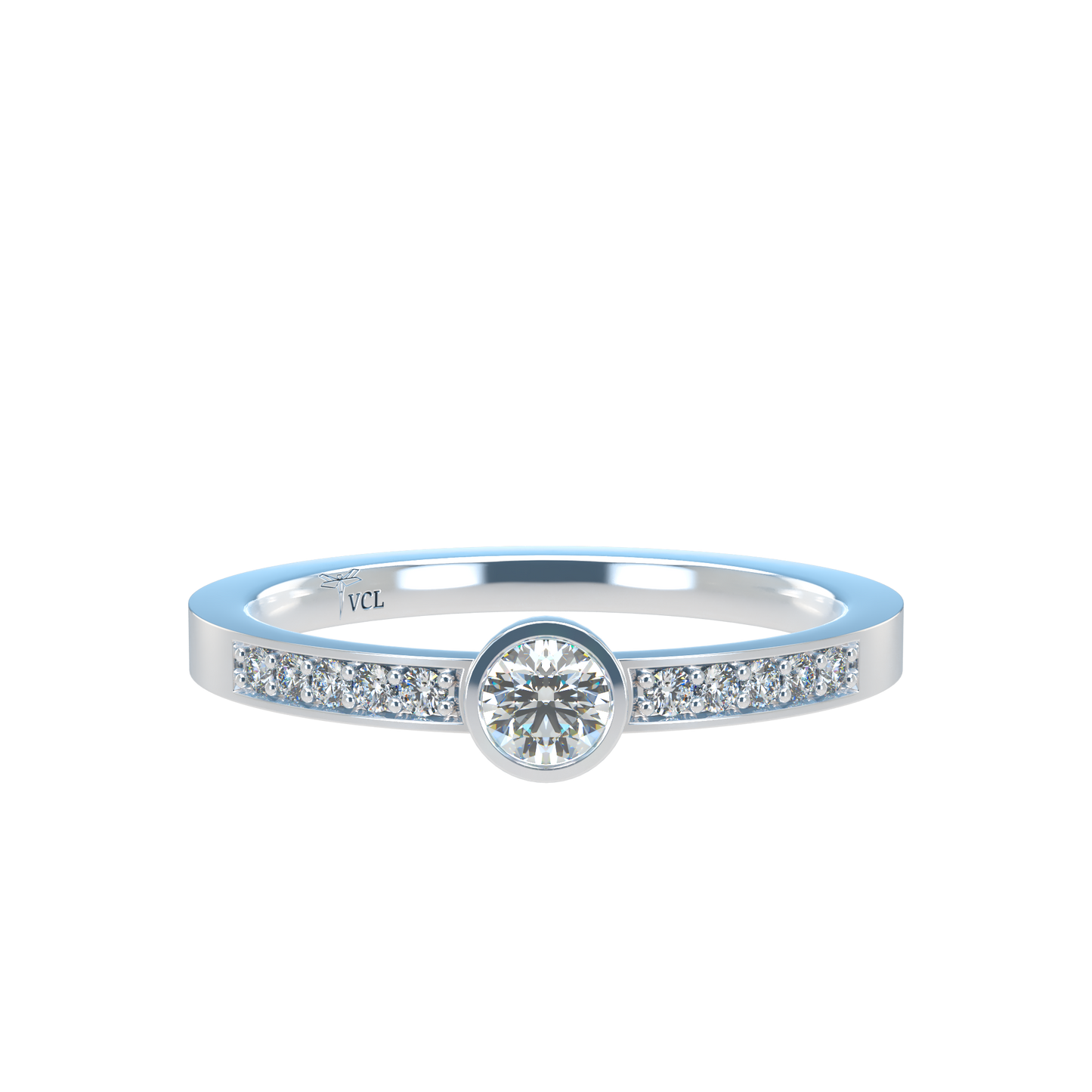 12pts diamond Bezel Set Solitaire ring