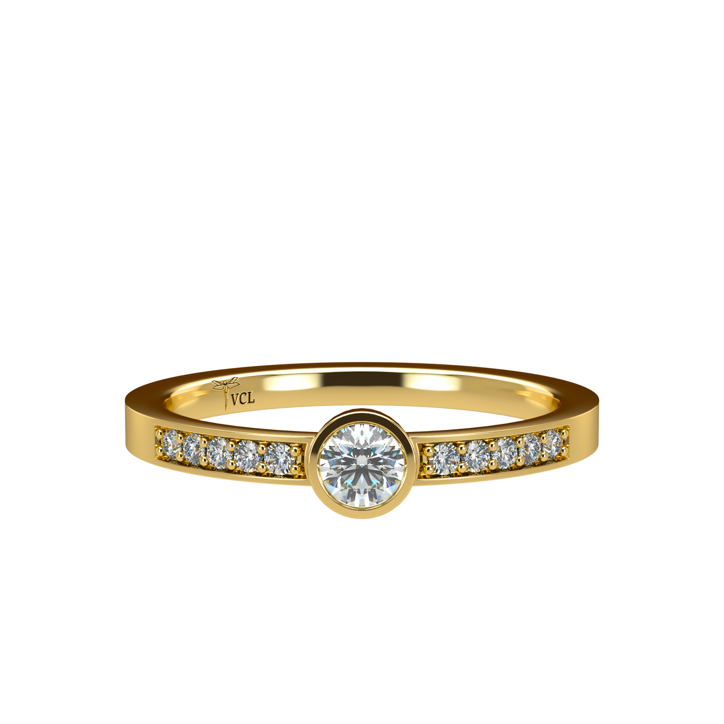 12pts diamond Bezel Set Solitaire ring