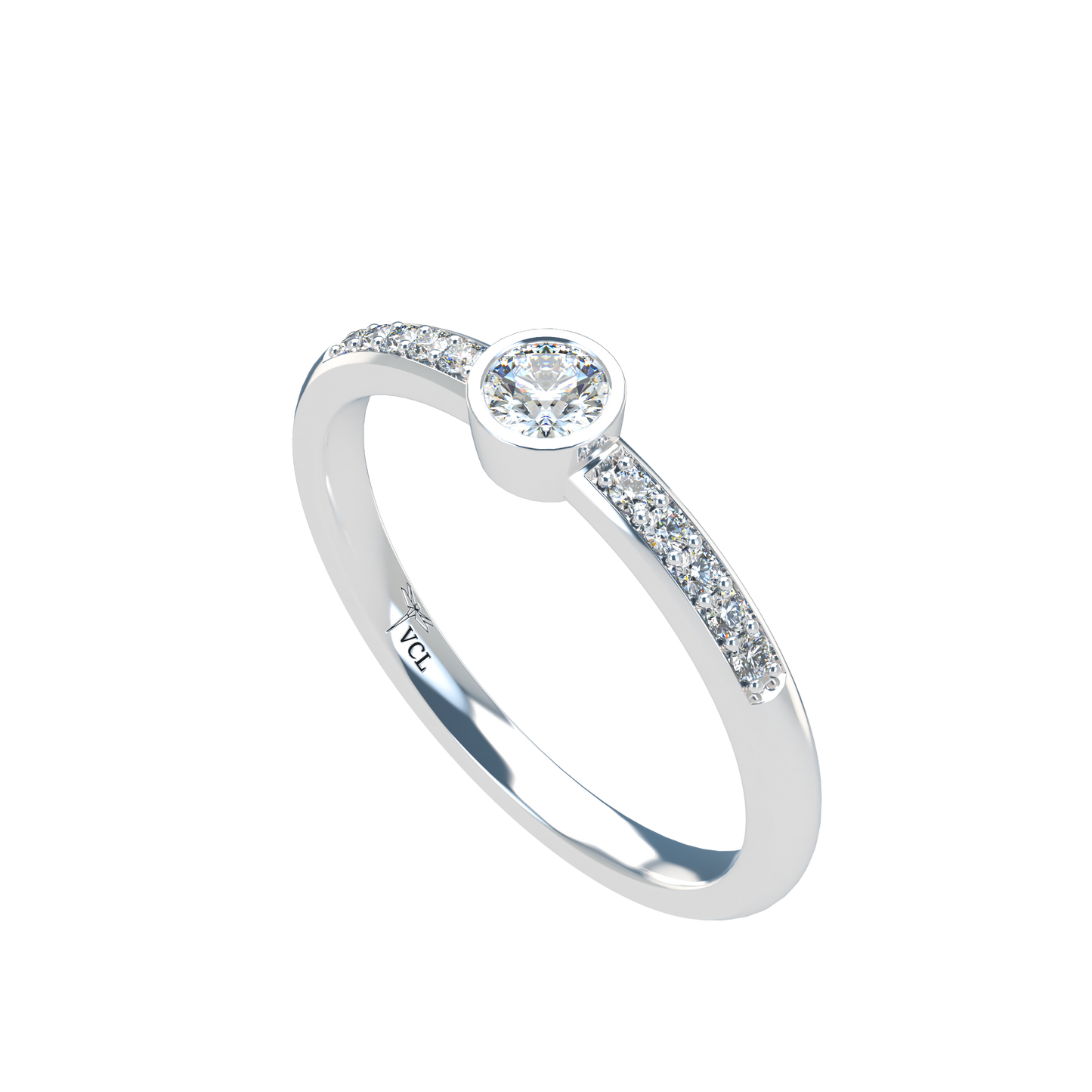 12pts diamond Bezel Set Solitaire ring