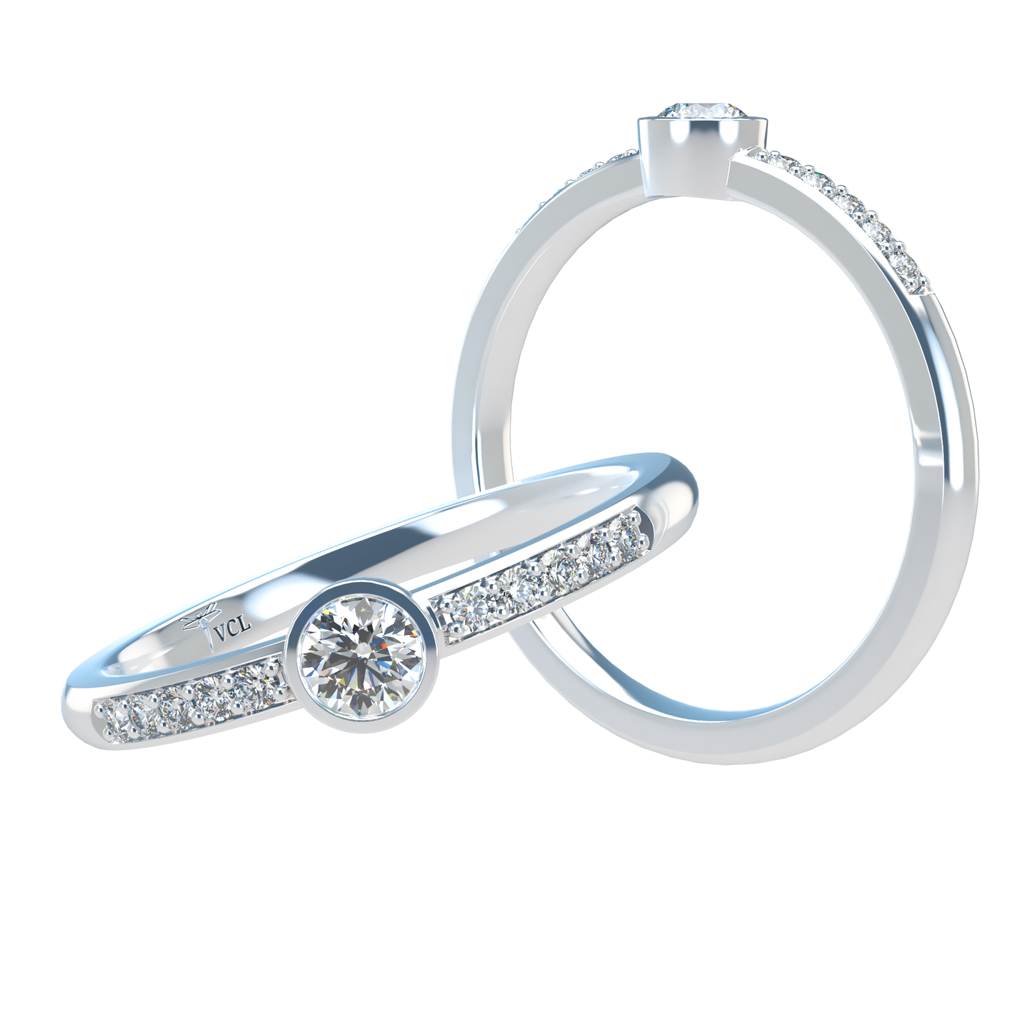 12pts diamond Bezel Set Solitaire ring