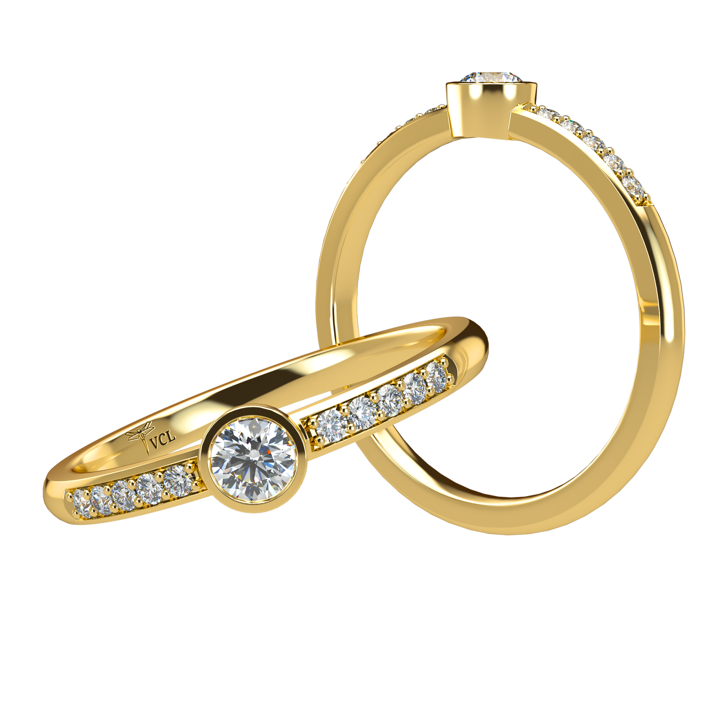 12pts diamond Bezel Set Solitaire ring