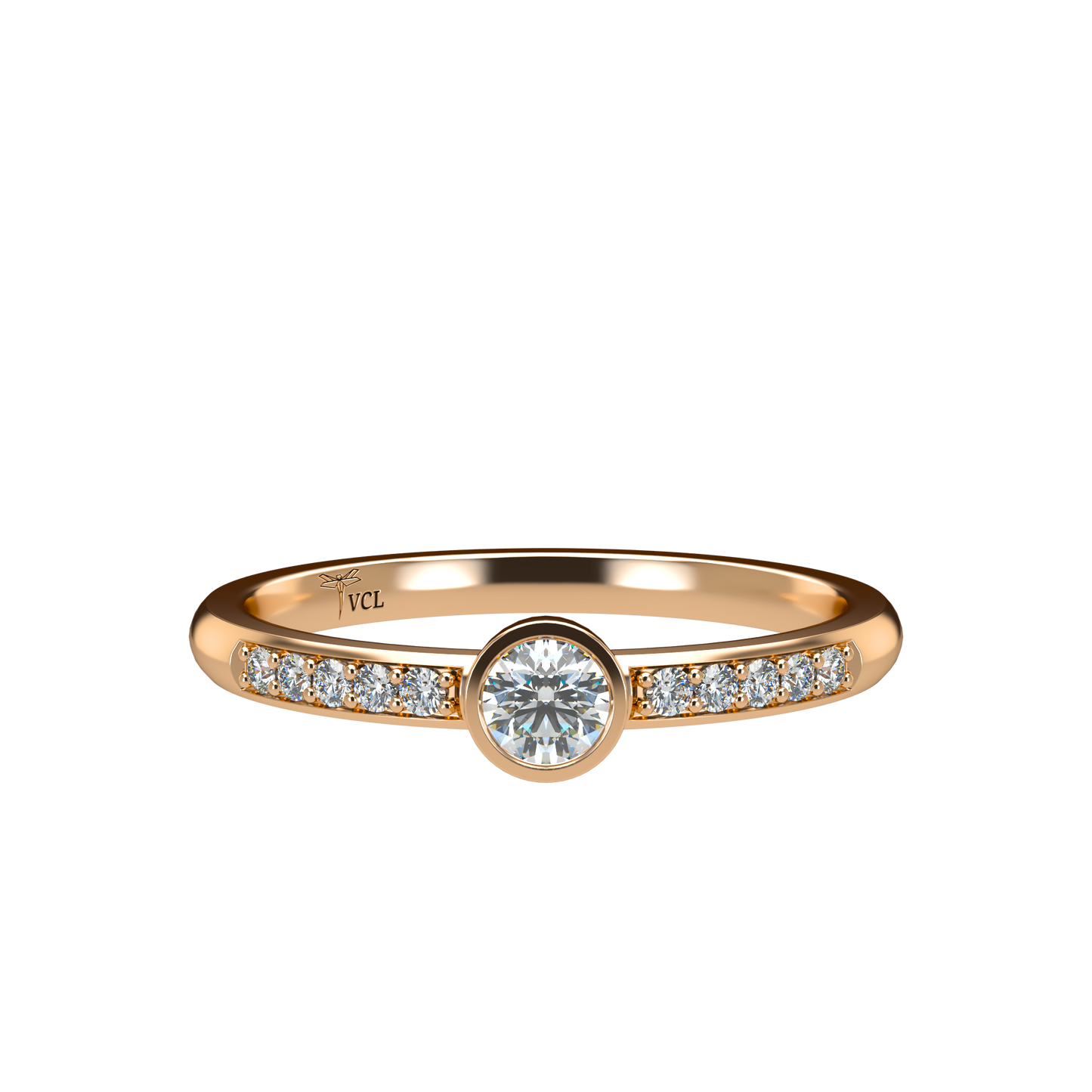 12pts diamond Bezel Set Solitaire ring