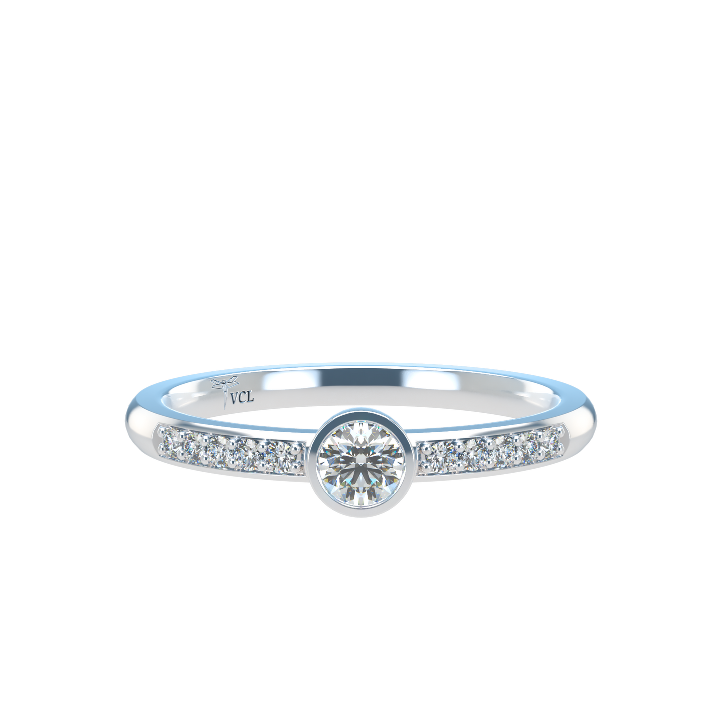 12pts diamond Bezel Set Solitaire ring