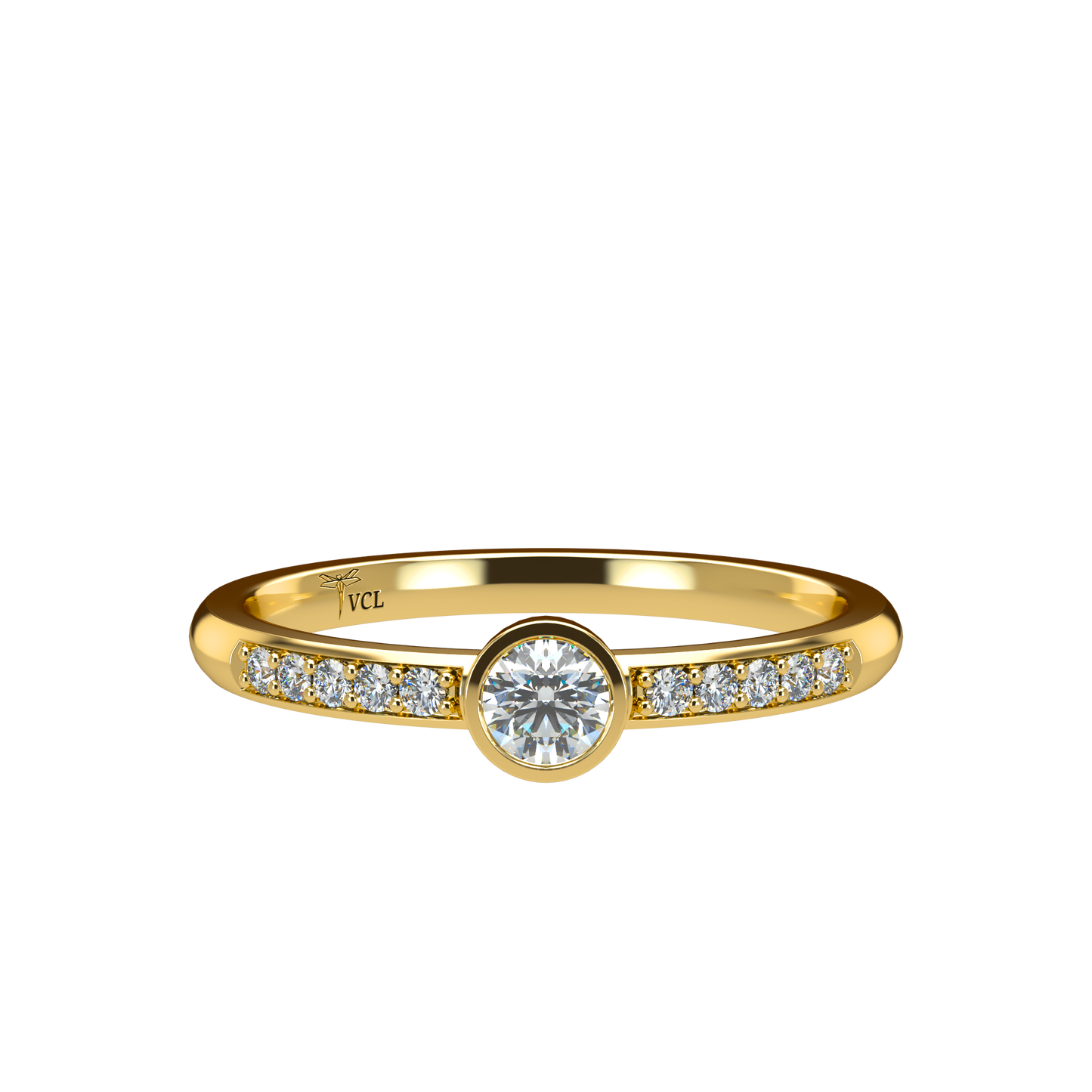 12pts diamond Bezel Set Solitaire ring