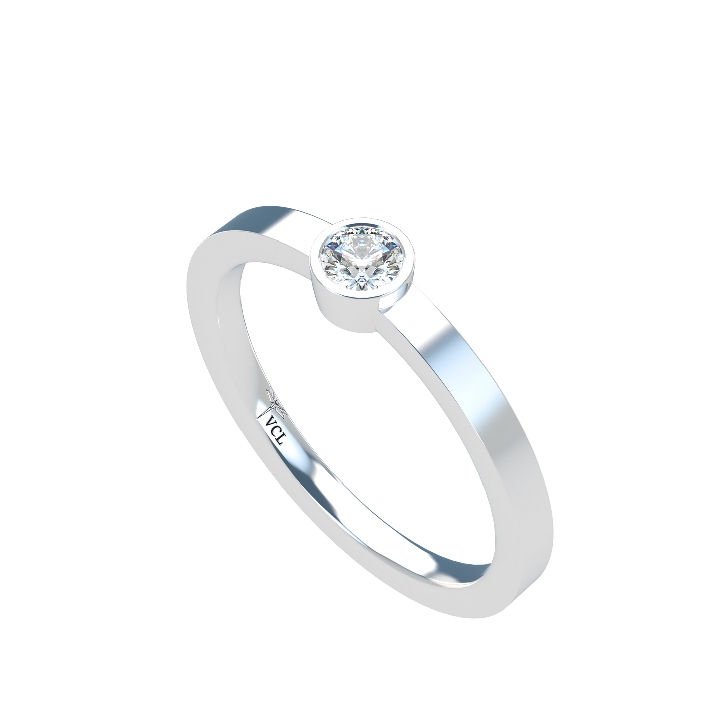 12pts diamond Bezel Set Solitaire ring