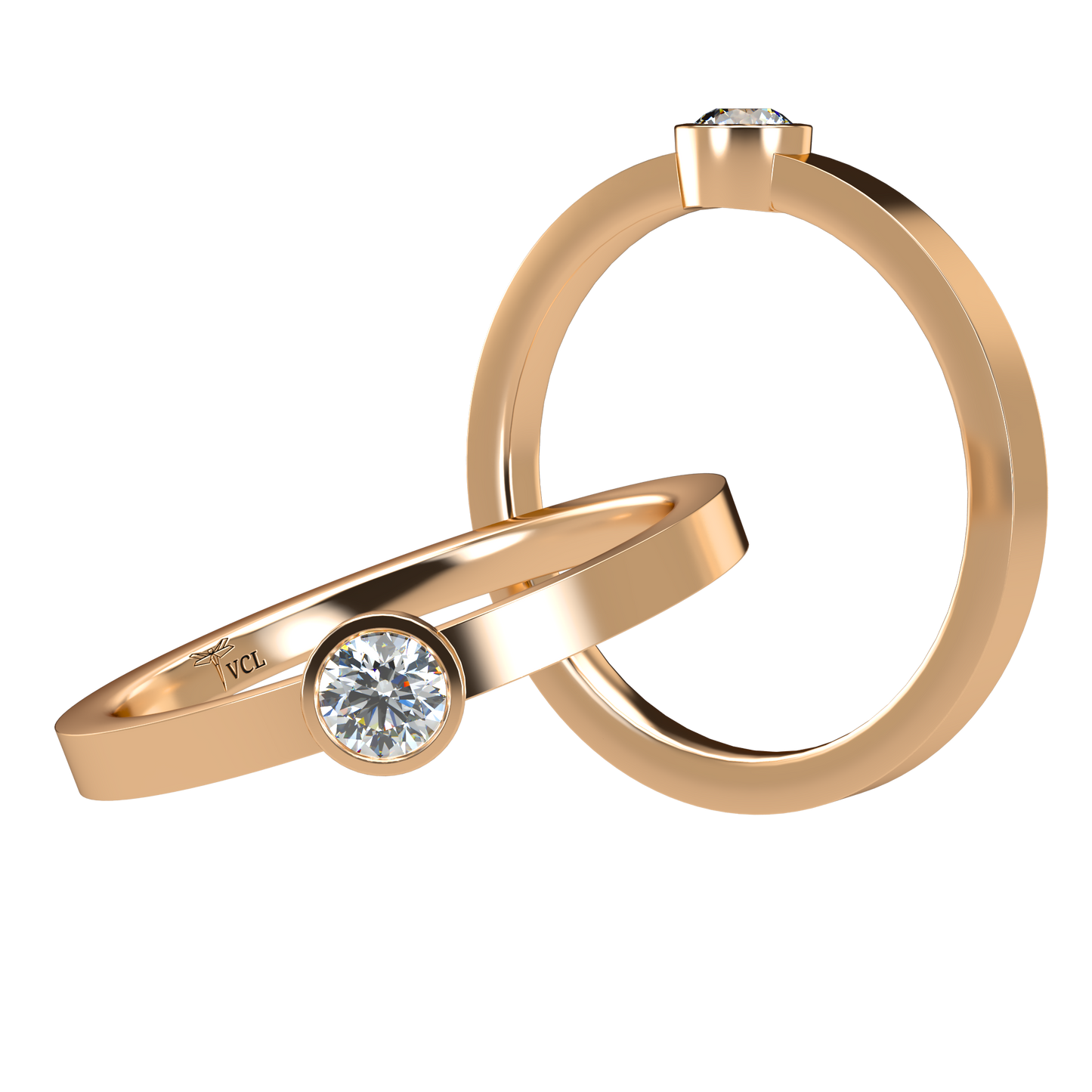 12pts diamond Bezel Set Solitaire ring