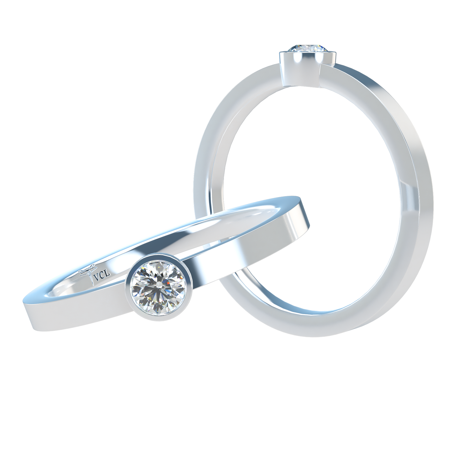 12pts diamond Bezel Set Solitaire ring